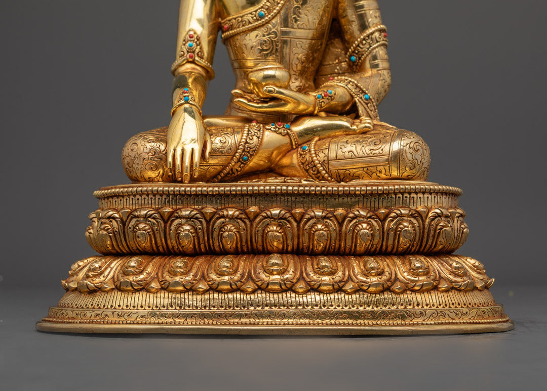 Crowned Shakyamuni Buddha Statue | Handcrafted Nepalese Sculpture