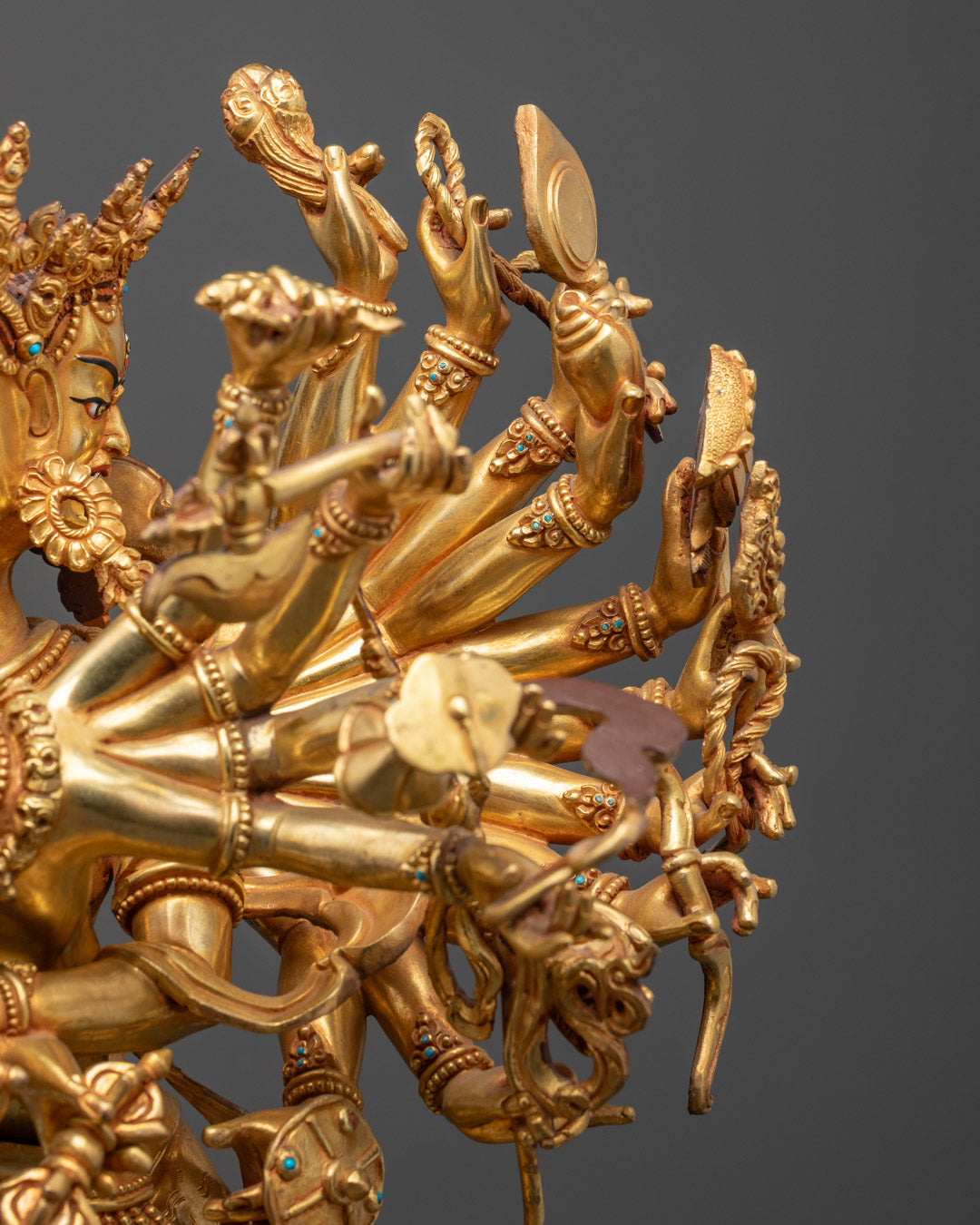 Buddhist Kalachakra Gold Gilded Statue for Ritual and Meditation