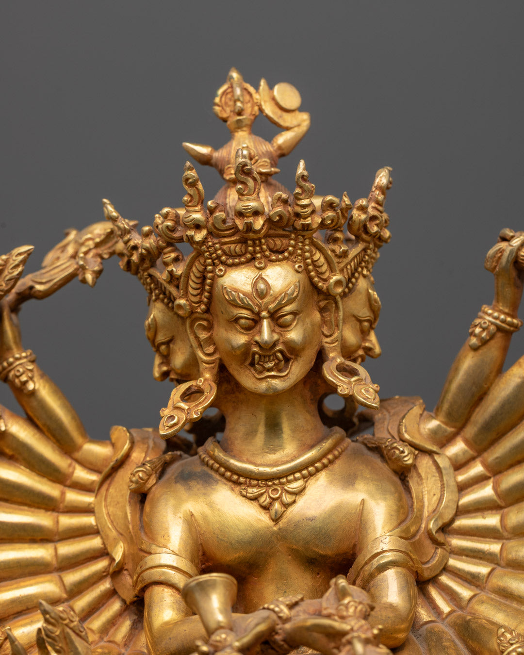 Buddhist Kalachakra Gold Gilded Statue | Traditional Tibetan Art