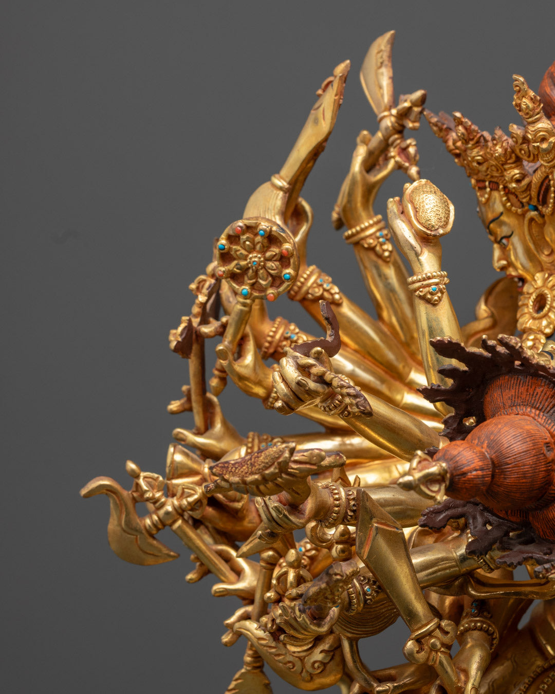 Buddhist Kalachakra Gold Gilded Statue for Ritual and Meditation