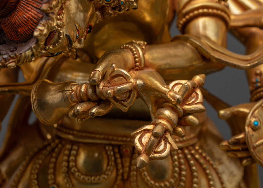 Buddhist Kalachakra Gold Gilded Statue for Ritual and Meditation