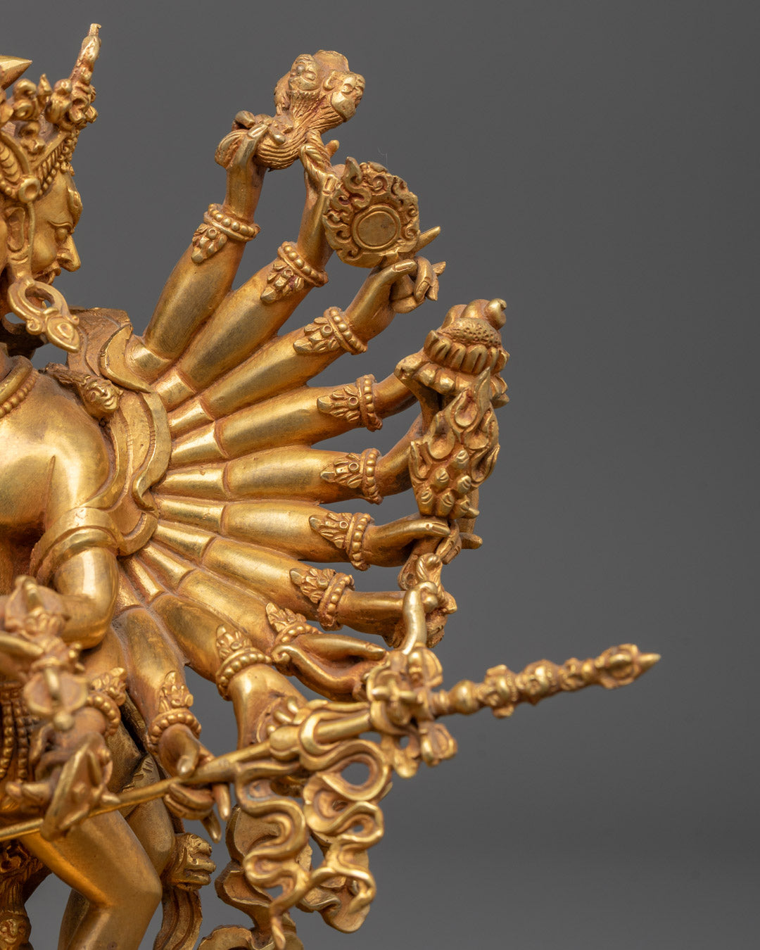 Buddhist Kalachakra Gold Gilded Statue | Traditional Tibetan Art