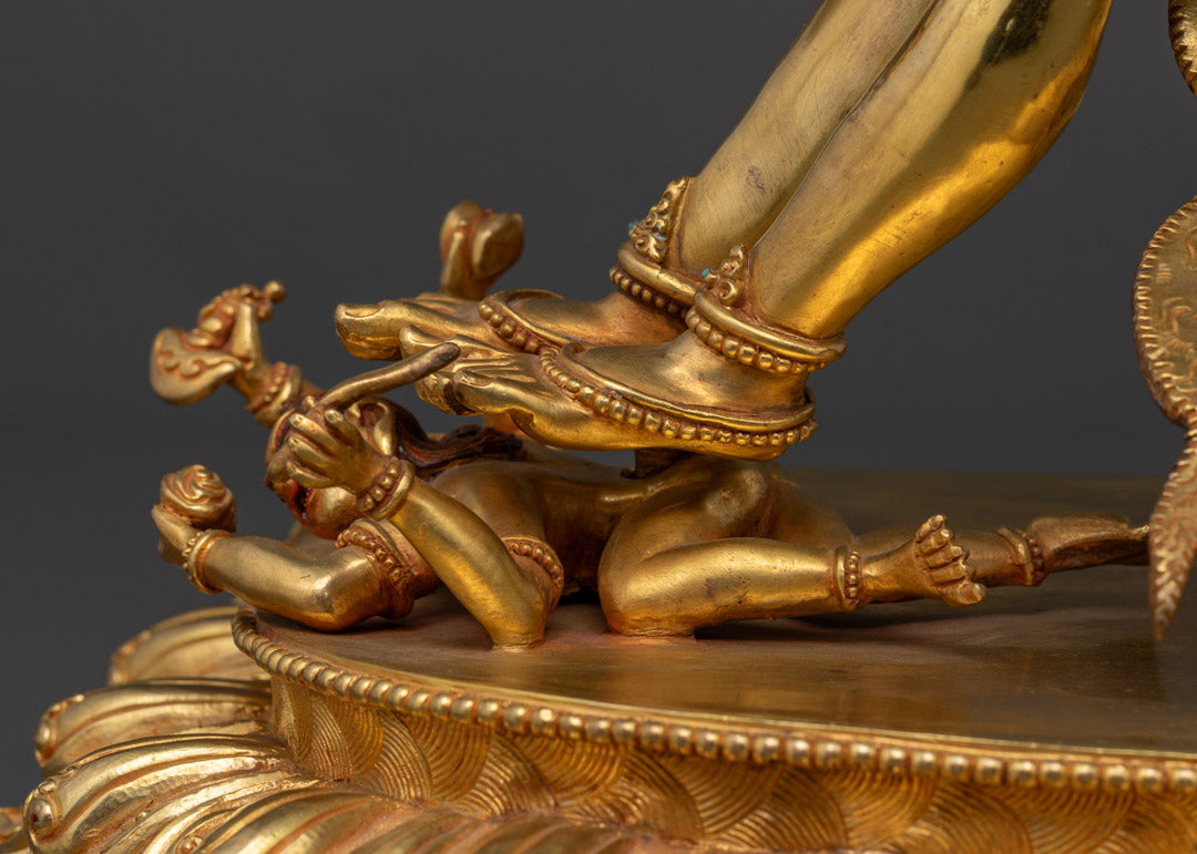 Buddhist Kalachakra Gold Gilded Statue for Ritual and Meditation
