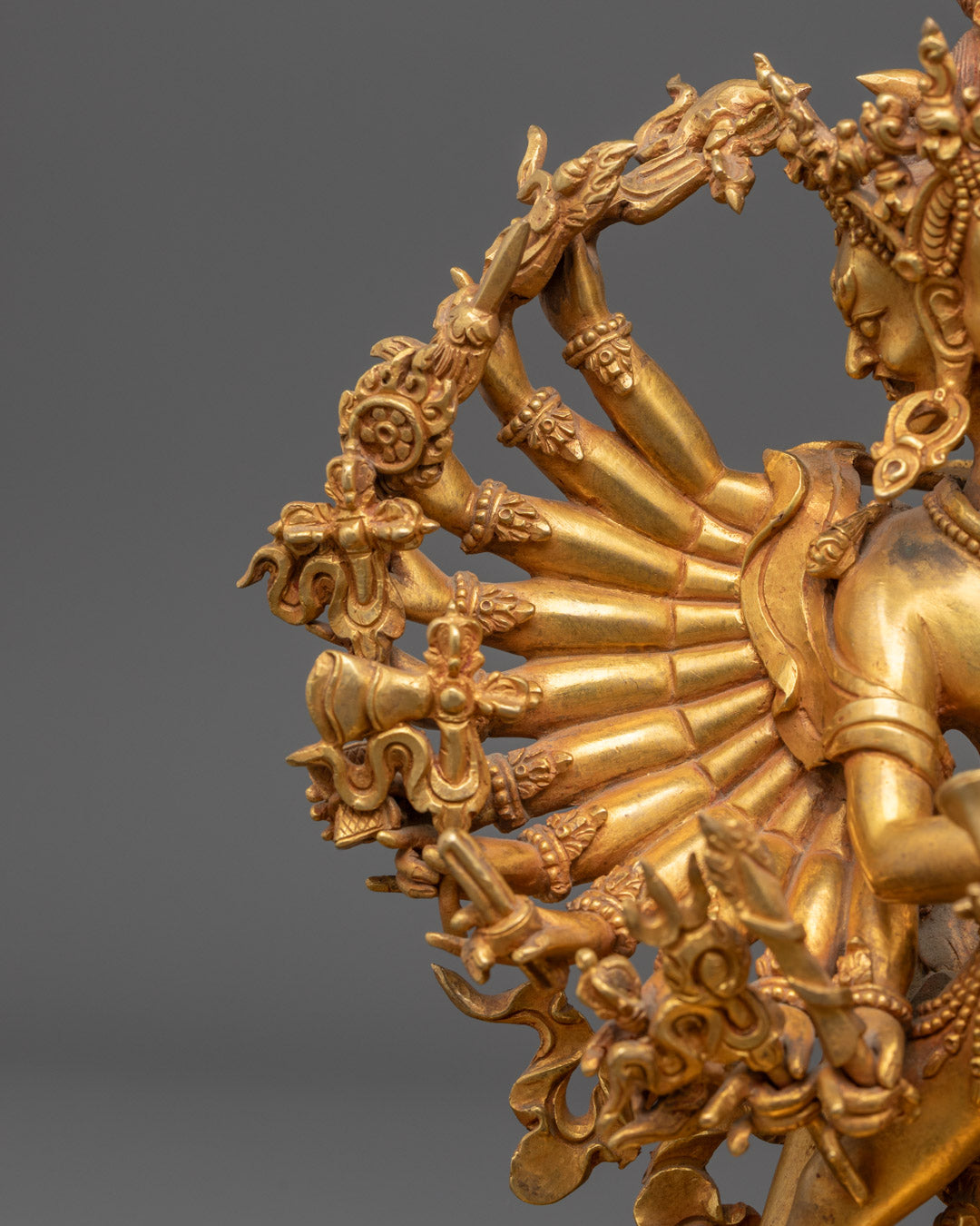 Buddhist Kalachakra Gold Gilded Statue | Traditional Tibetan Art