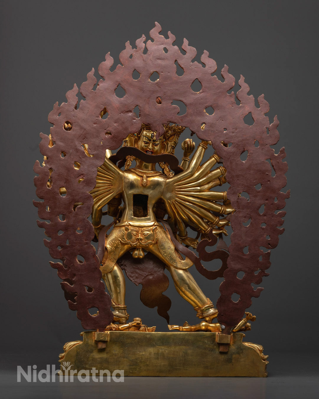 Buddhist Kalachakra Gold Gilded Statue for Ritual and Meditation