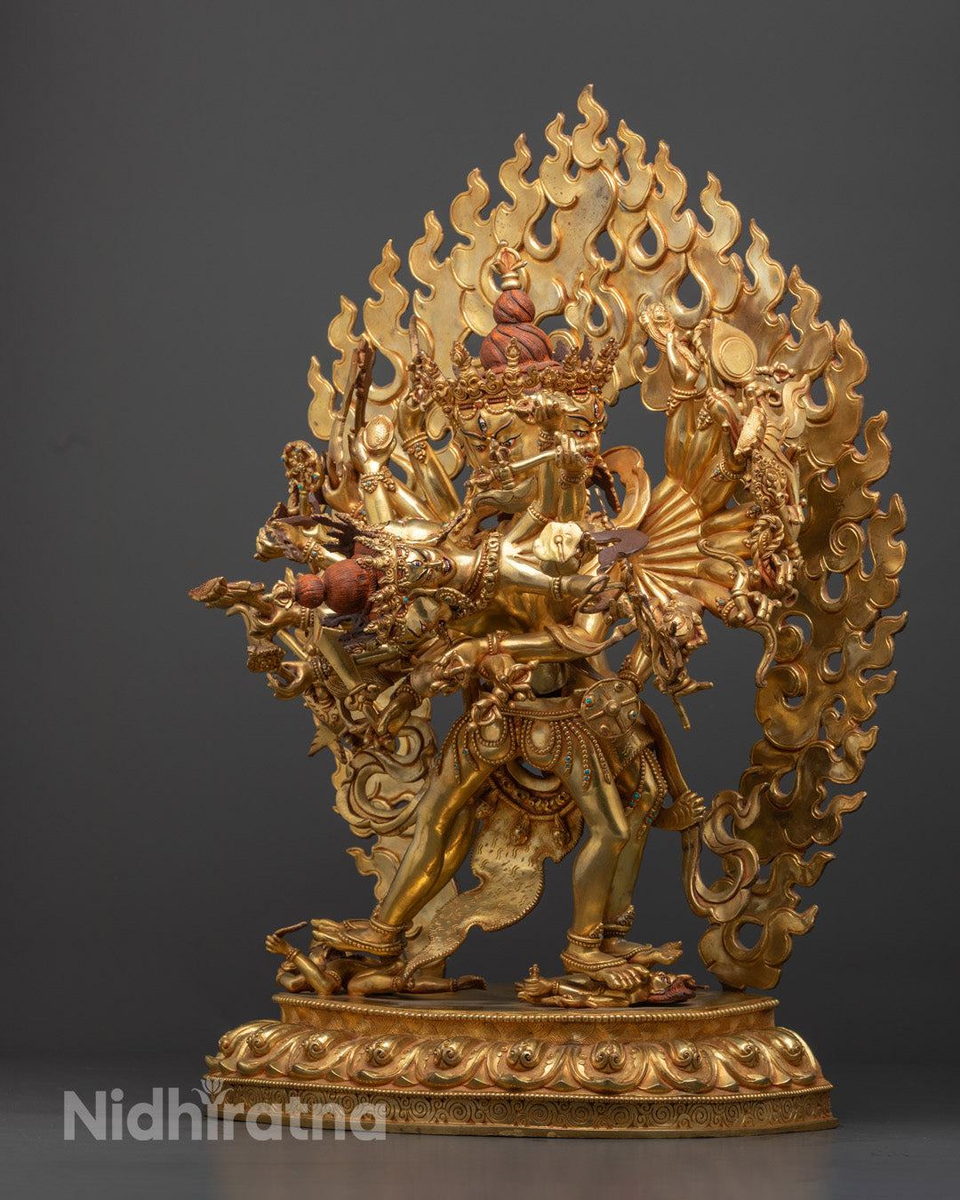 Buddhist Kalachakra Gold Gilded Statue for Ritual and Meditation