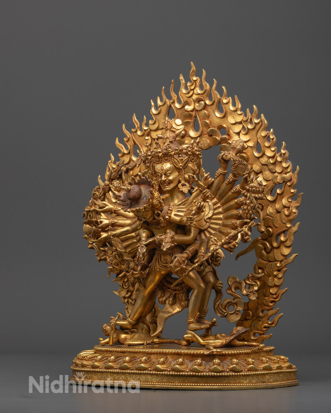 Buddhist Kalachakra Gold Gilded Statue | Traditional Tibetan Art