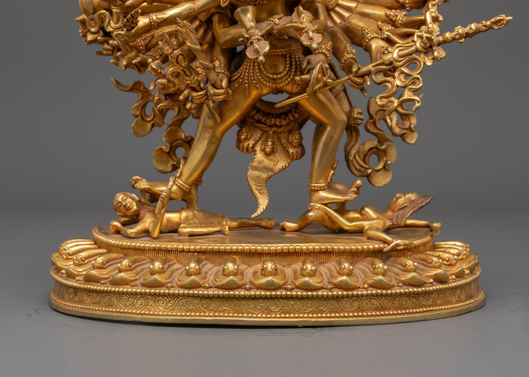 Buddhist Kalachakra Gold Gilded Statue | Traditional Tibetan Art