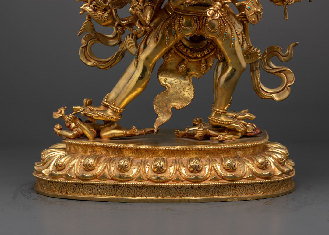 Buddhist Kalachakra Gold Gilded Statue for Ritual and Meditation