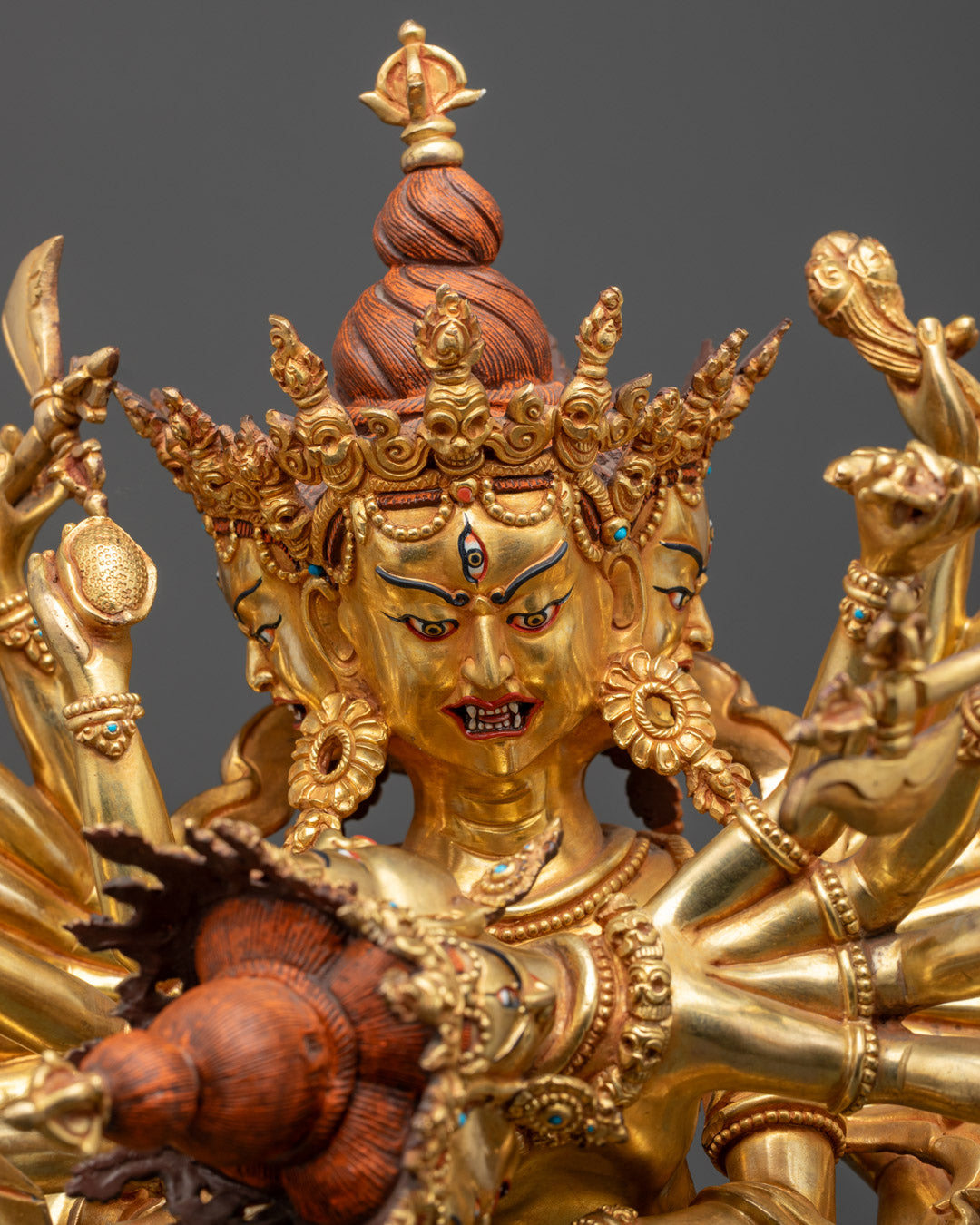 Buddhist Kalachakra Gold Gilded Statue for Ritual and Meditation