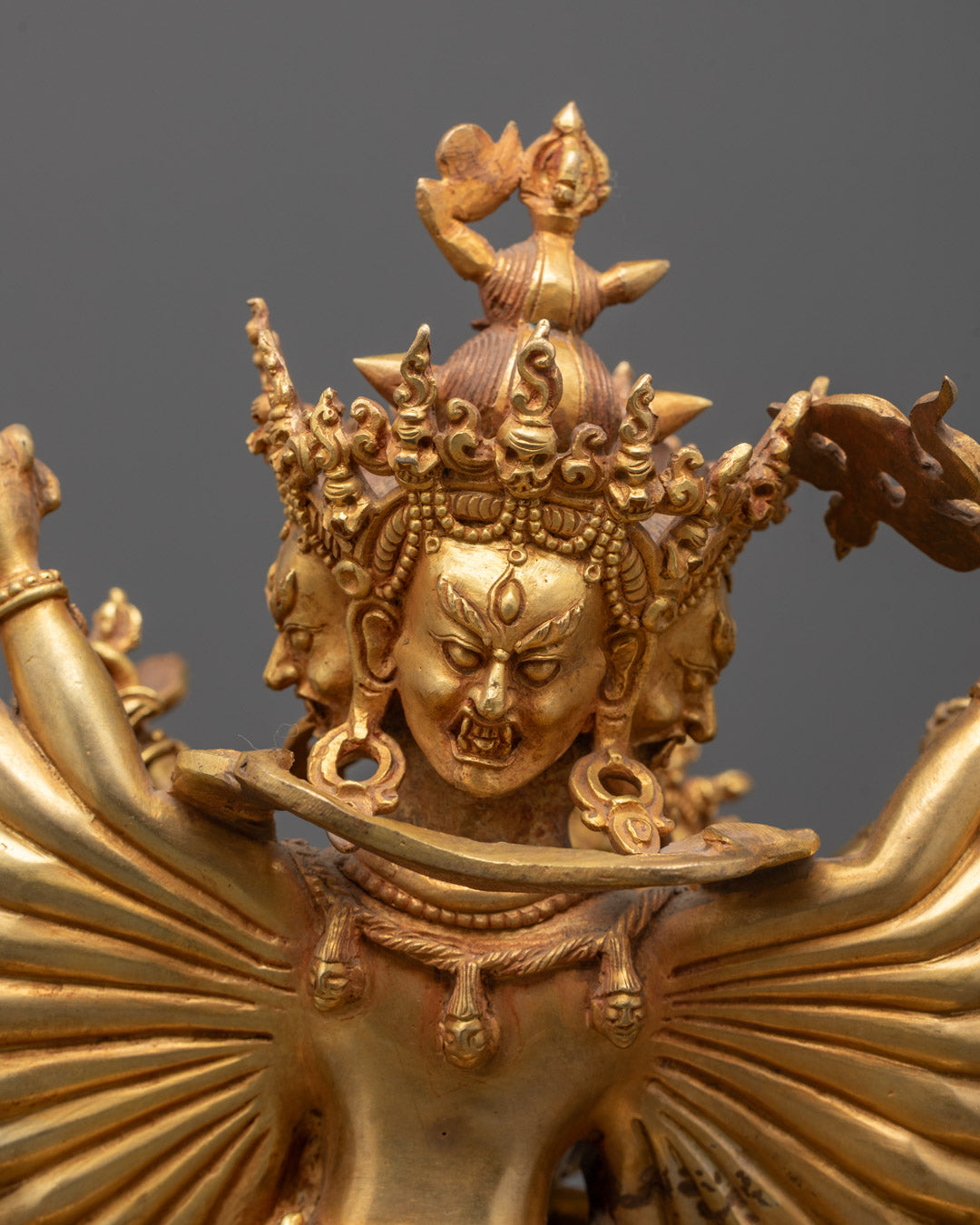 Buddhist Kalachakra Gold Gilded Statue | Traditional Tibetan Art
