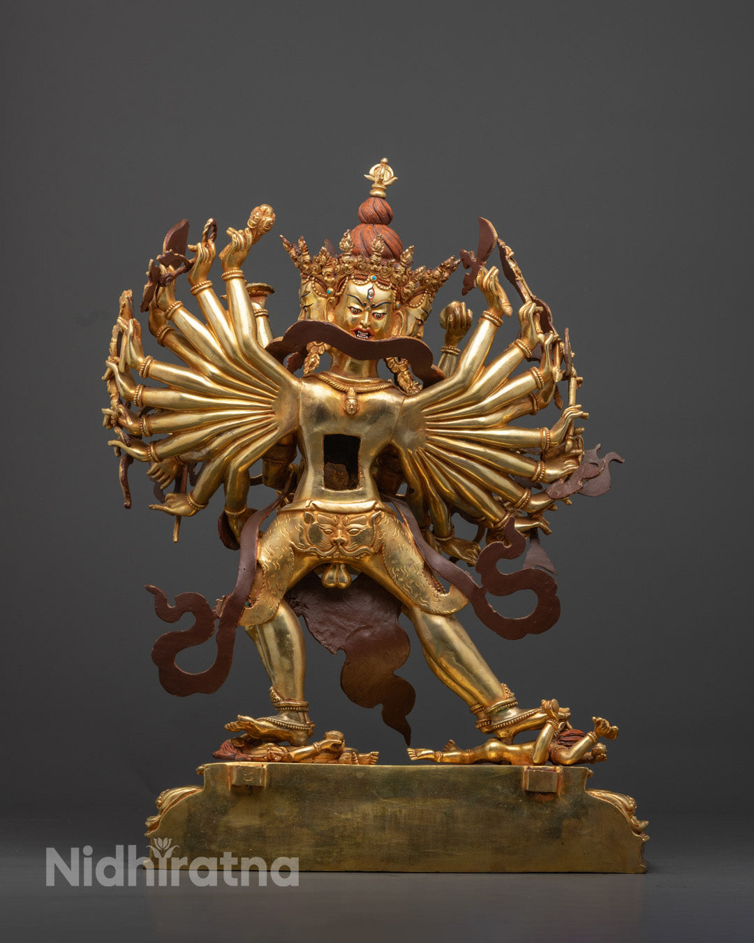 Buddhist Kalachakra Gold Gilded Statue for Ritual and Meditation