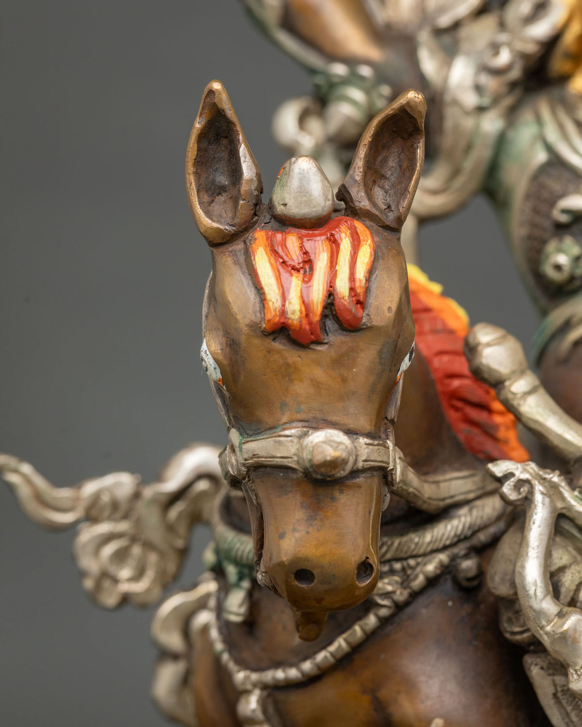 Oxidized King Gesar Statue | Traditional Tibetan Warrior Artwork