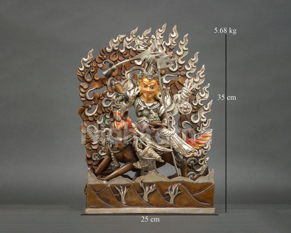 Oxidized King Gesar Statue | Traditional Tibetan Warrior Artwork