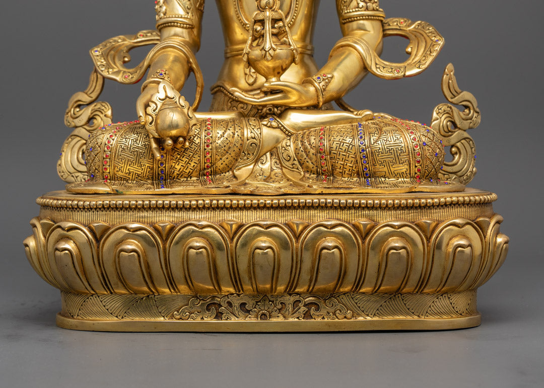 24k Gold Gilded Kshitigarbha Statue from Nepal