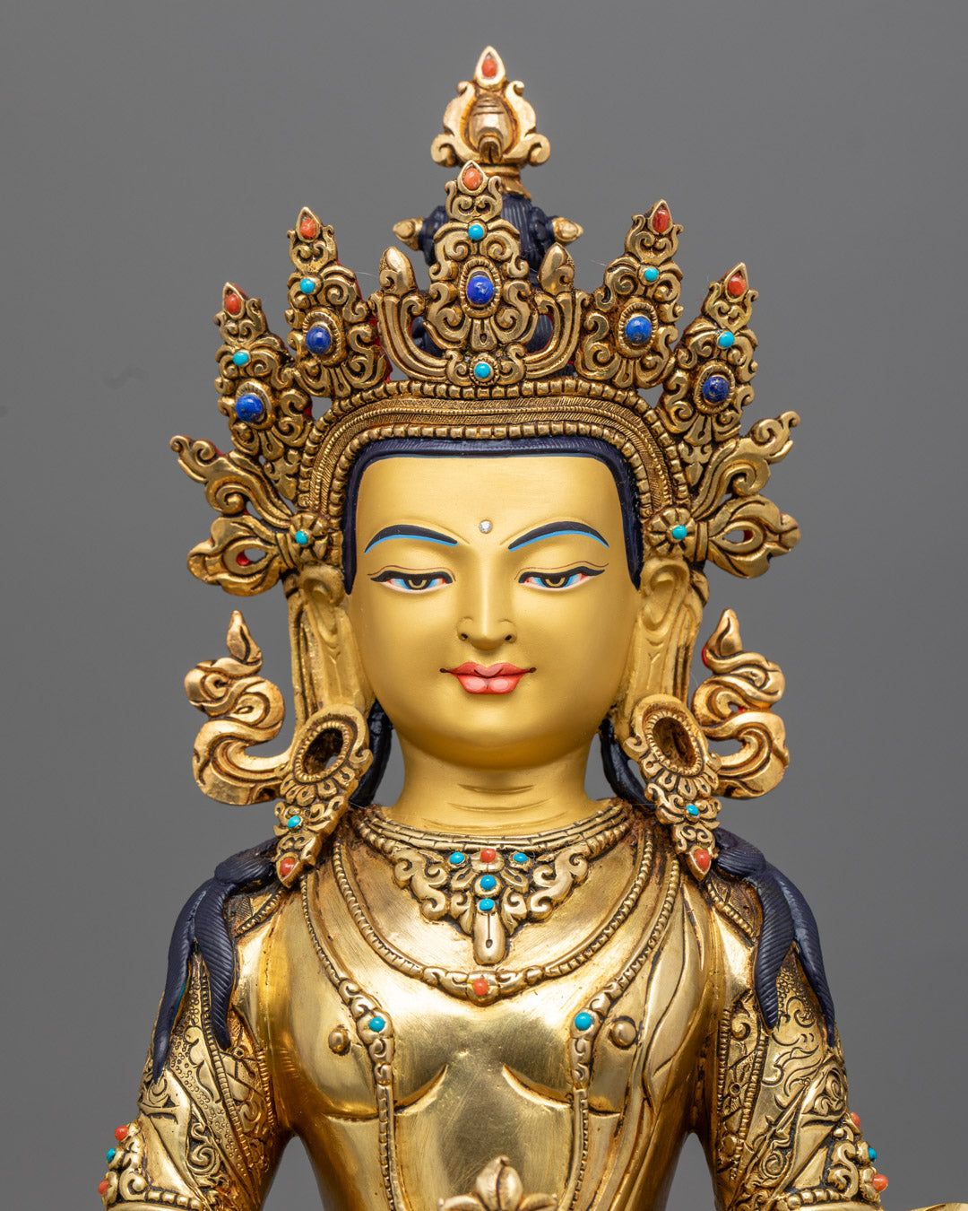 Kshitigarbha Statue | Hand-Carved Tibetan Copper Sculpture