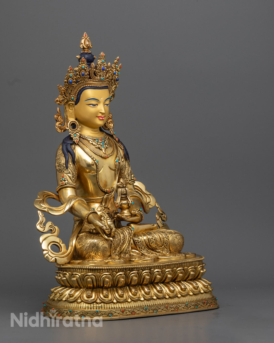Kshitigarbha Statue | Hand-Carved Tibetan Copper Sculpture