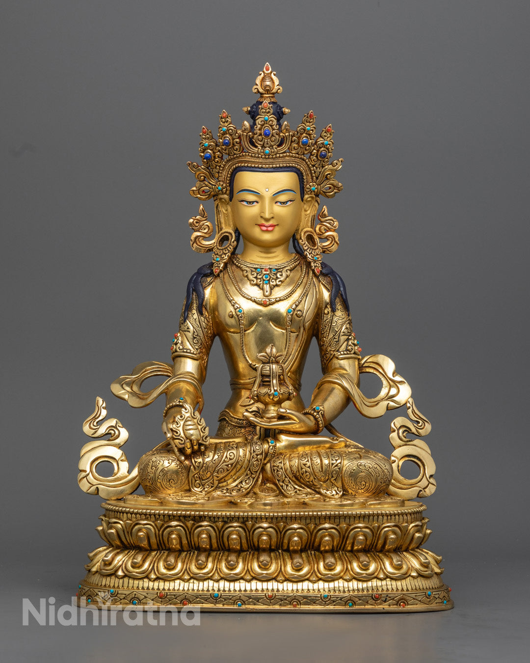 Kshitigarbha Statue | Hand-Carved Tibetan Copper Sculpture