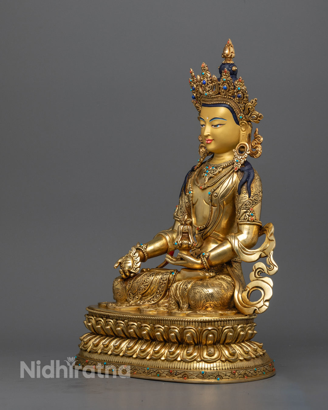 Kshitigarbha Statue | Hand-Carved Tibetan Copper Sculpture