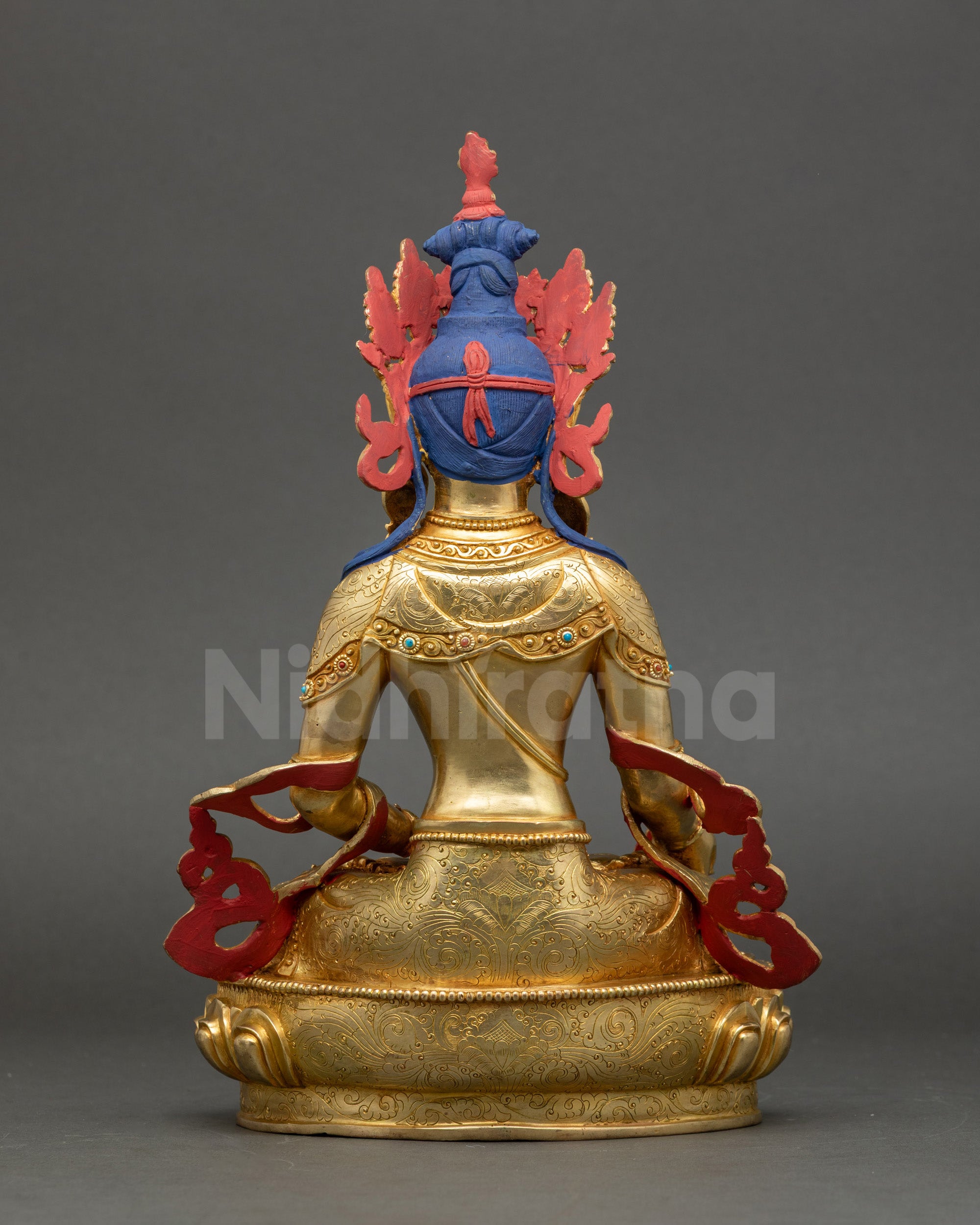 Kshitigarbha Statue, handmade Nepalese copper meditation sculpture