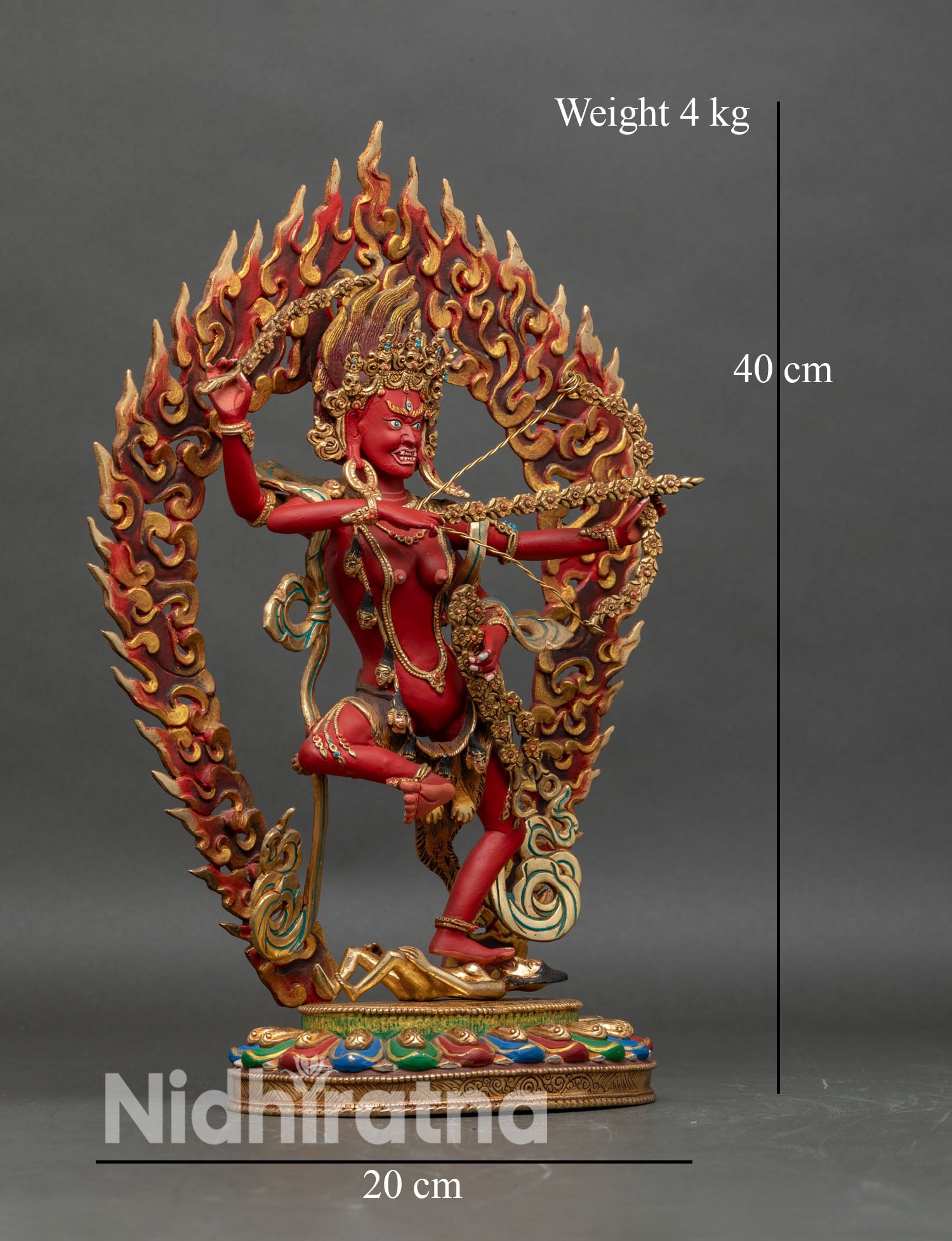 Side view of Kurukulla Statue luminous halo meditation spiritual decor Nepal