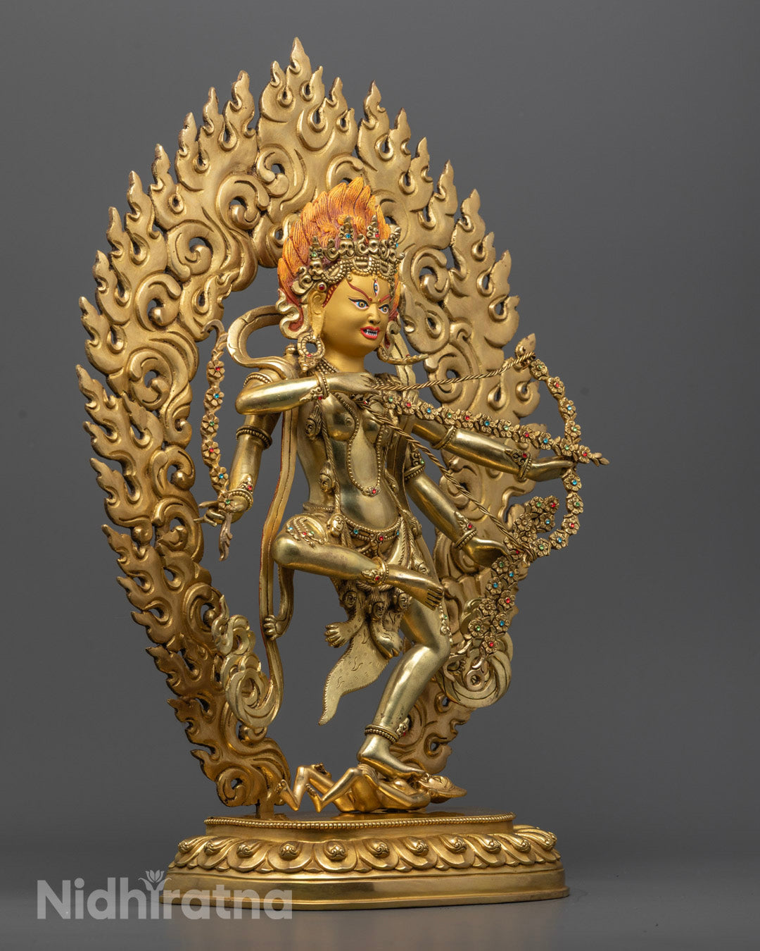 Kurukulla Statue with Semi-Precious Stones – Handmade Himalayan Goddess of Love