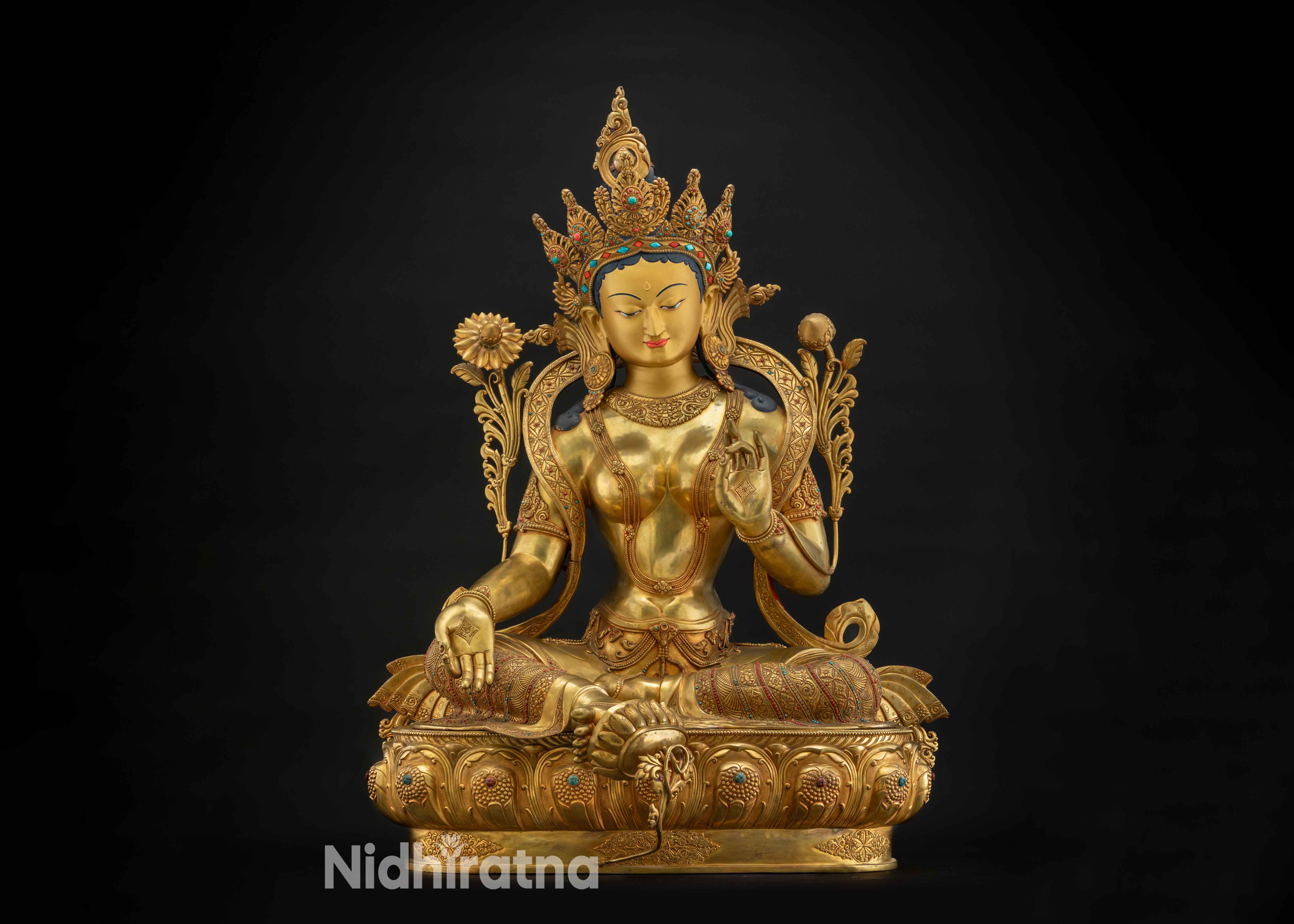 Large Size Statue Collection of handmade Tibetan Buddhist copper statues with fire gold gilding for temple altars and Dharma centers