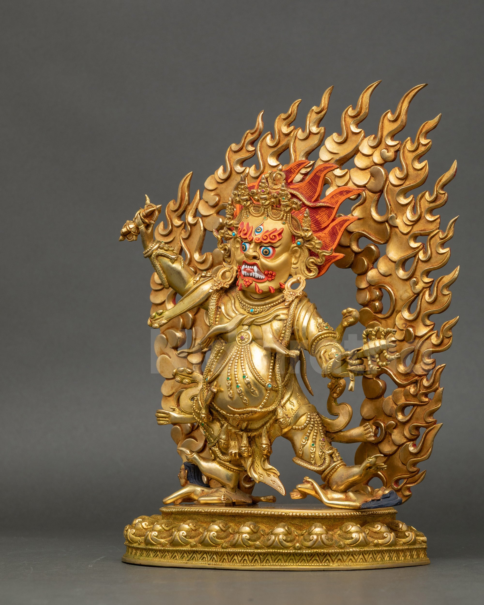 Left-side view of Guru Dragpo Statue Handcrafted tantric Buddhist guardian figure