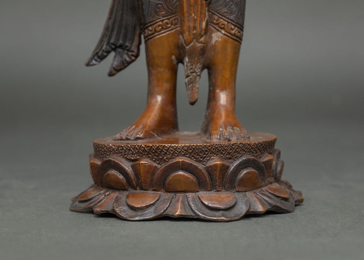 Standing Avalokiteshvara Statue | Chemically Oxidized Copper Figurine