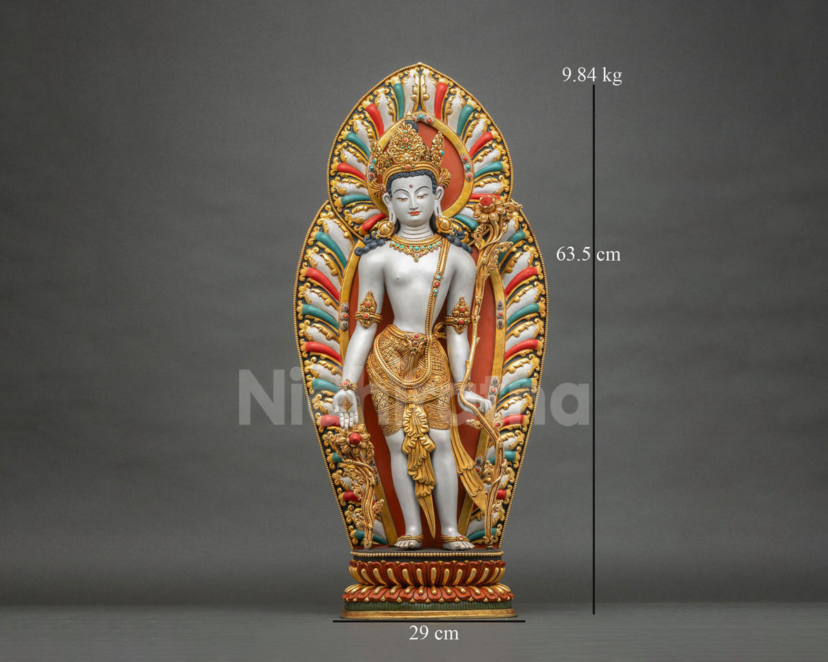 Standing Lokeshwor (Avalokiteshvara) Statue | Lotus-Holding Bodhisattva