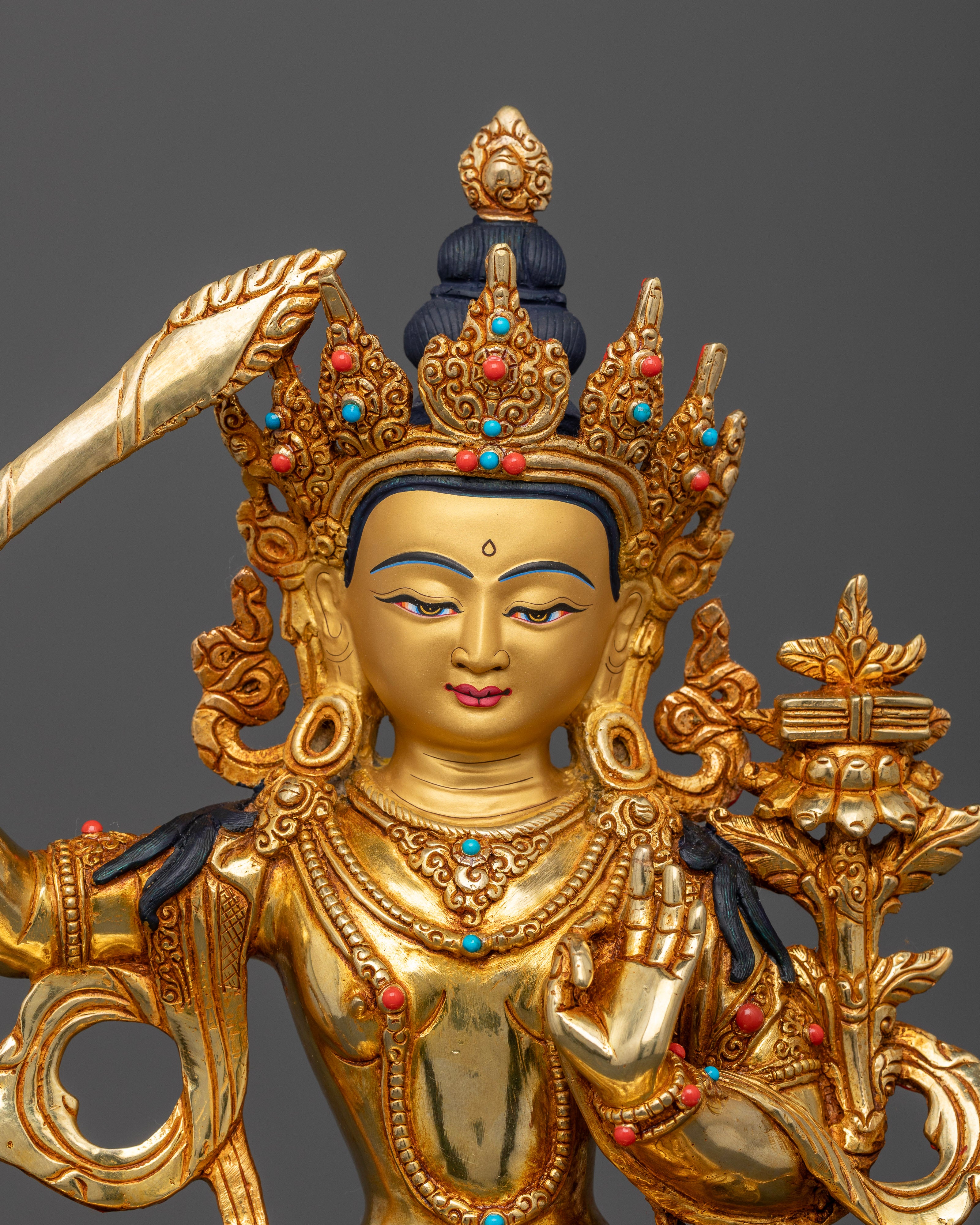 Gold Gilded Manjushri Statue: The Radiant Embodiment of Wisdom and Enlightenment