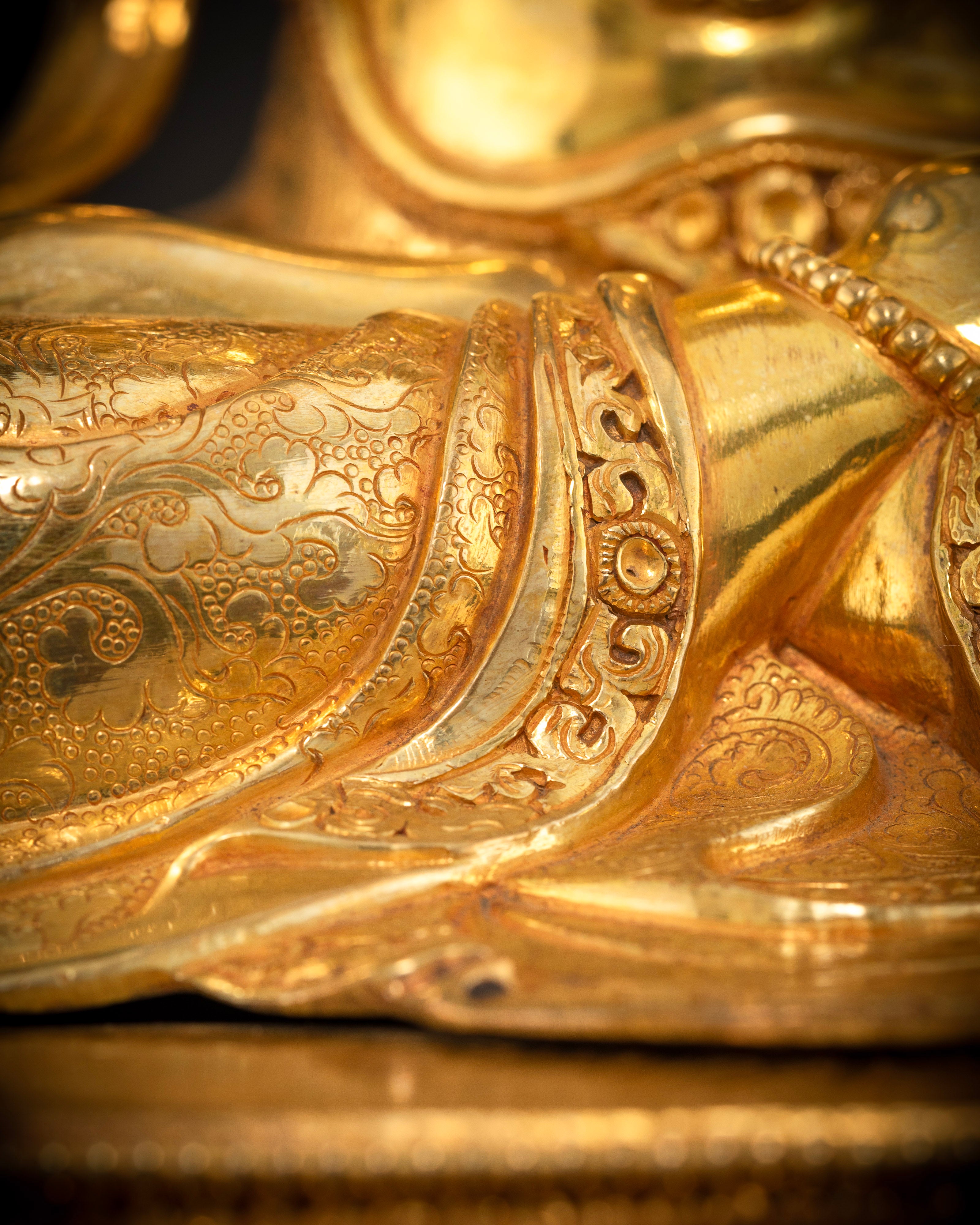 Manjushri Bodhisattva Statue in Gold Glided