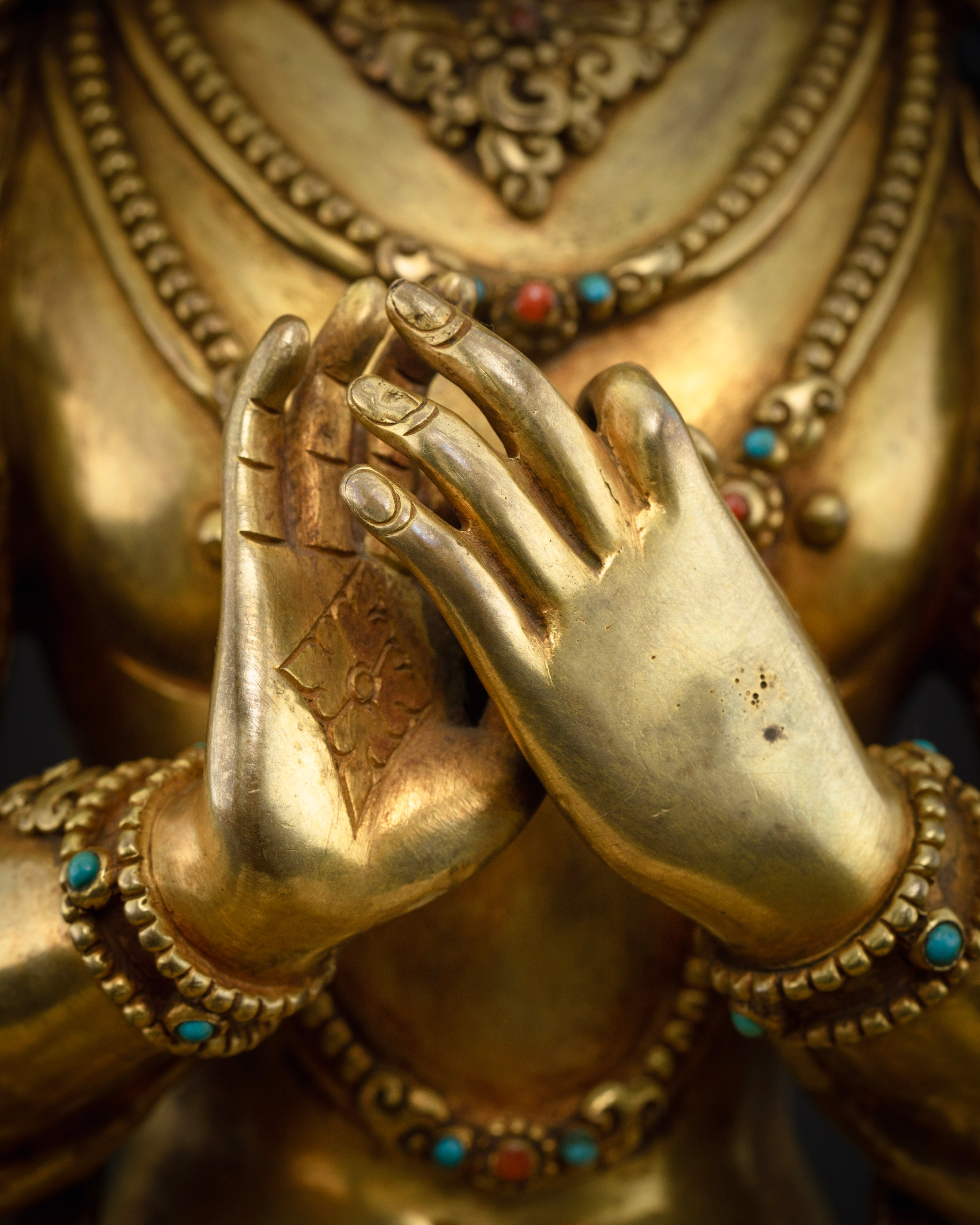 Manjushri Statue: Wisdom Buddha with Gold-Gilded Features