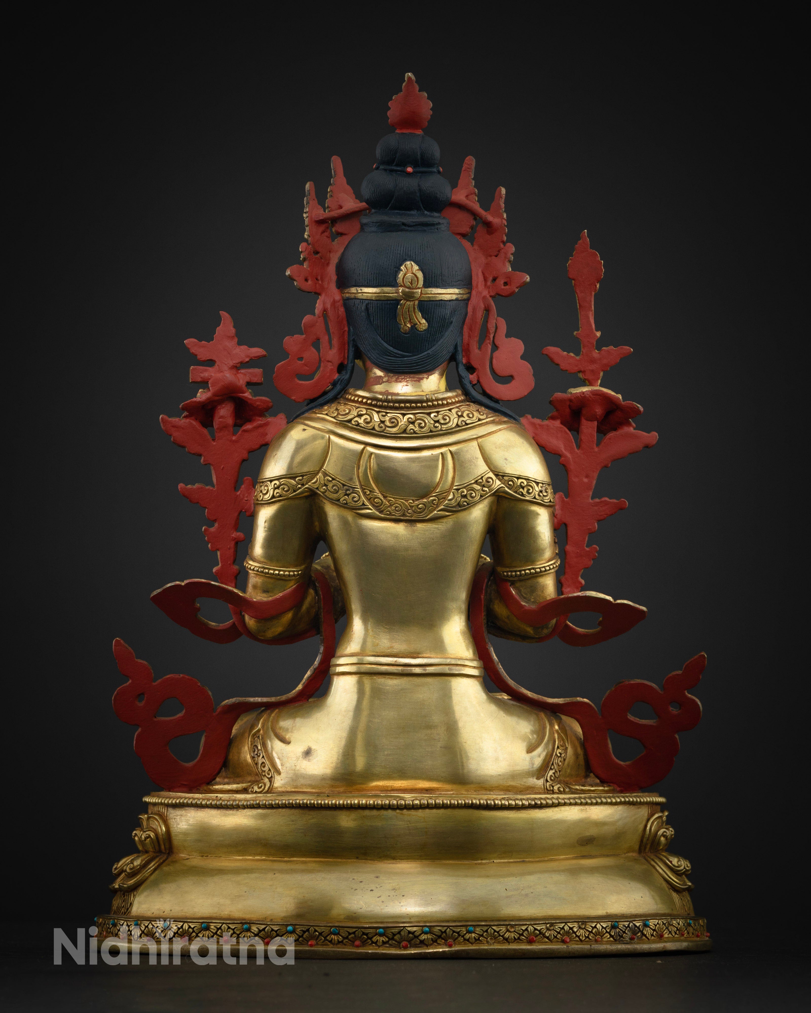Manjushri Statue: Wisdom Buddha with Gold-Gilded Features