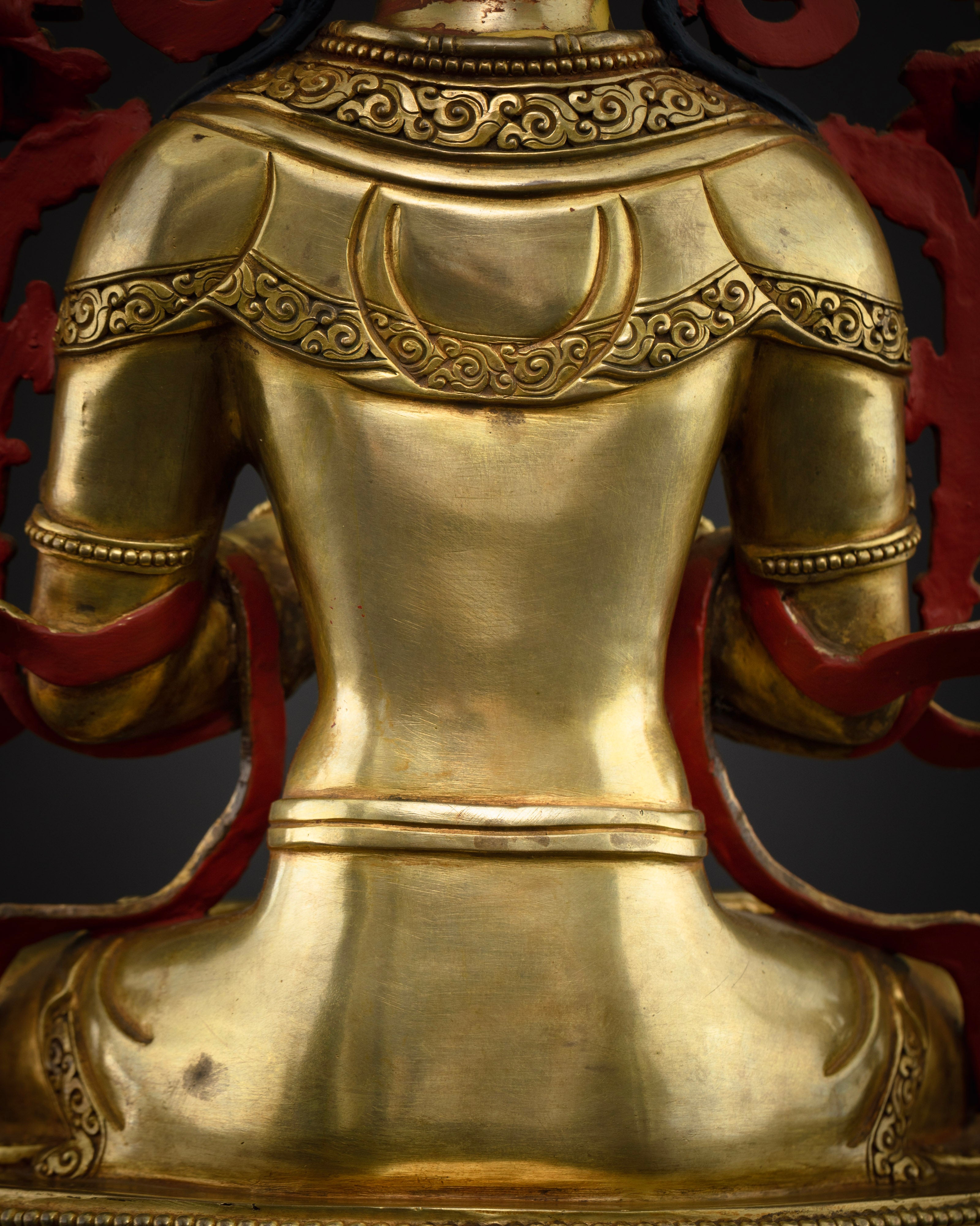 Manjushri Statue: Wisdom Buddha with Gold-Gilded Features