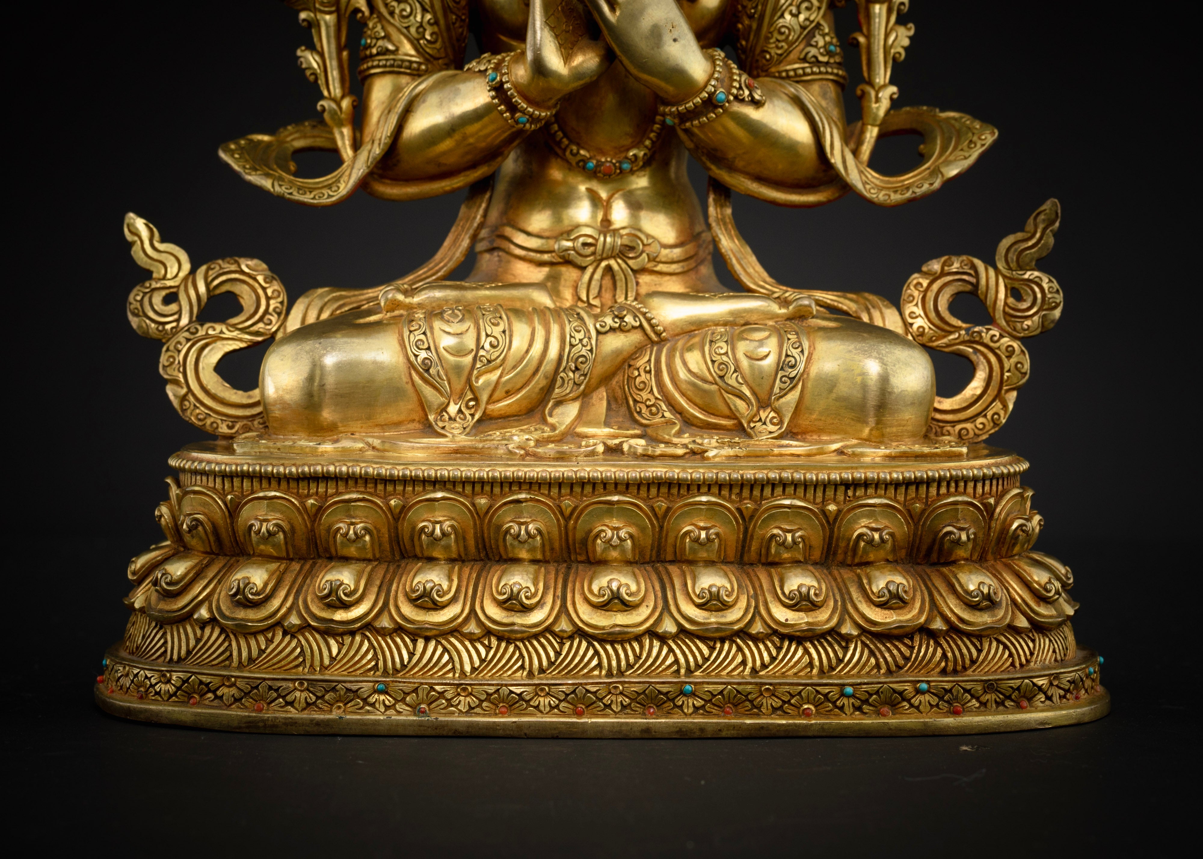 Manjushri Statue: Wisdom Buddha with Gold-Gilded Features