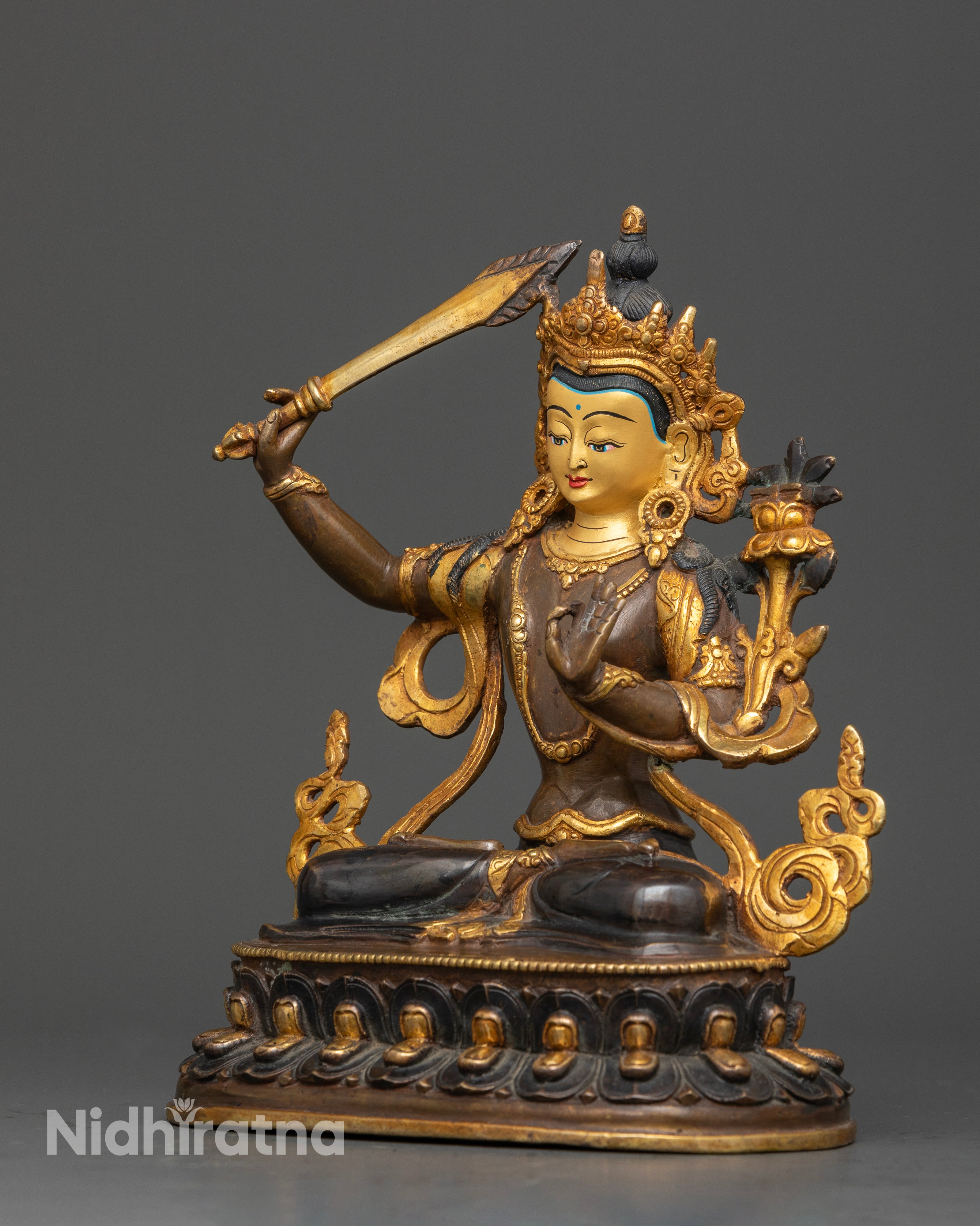 Manjushri in Regal Oxidized and Gold Splendor