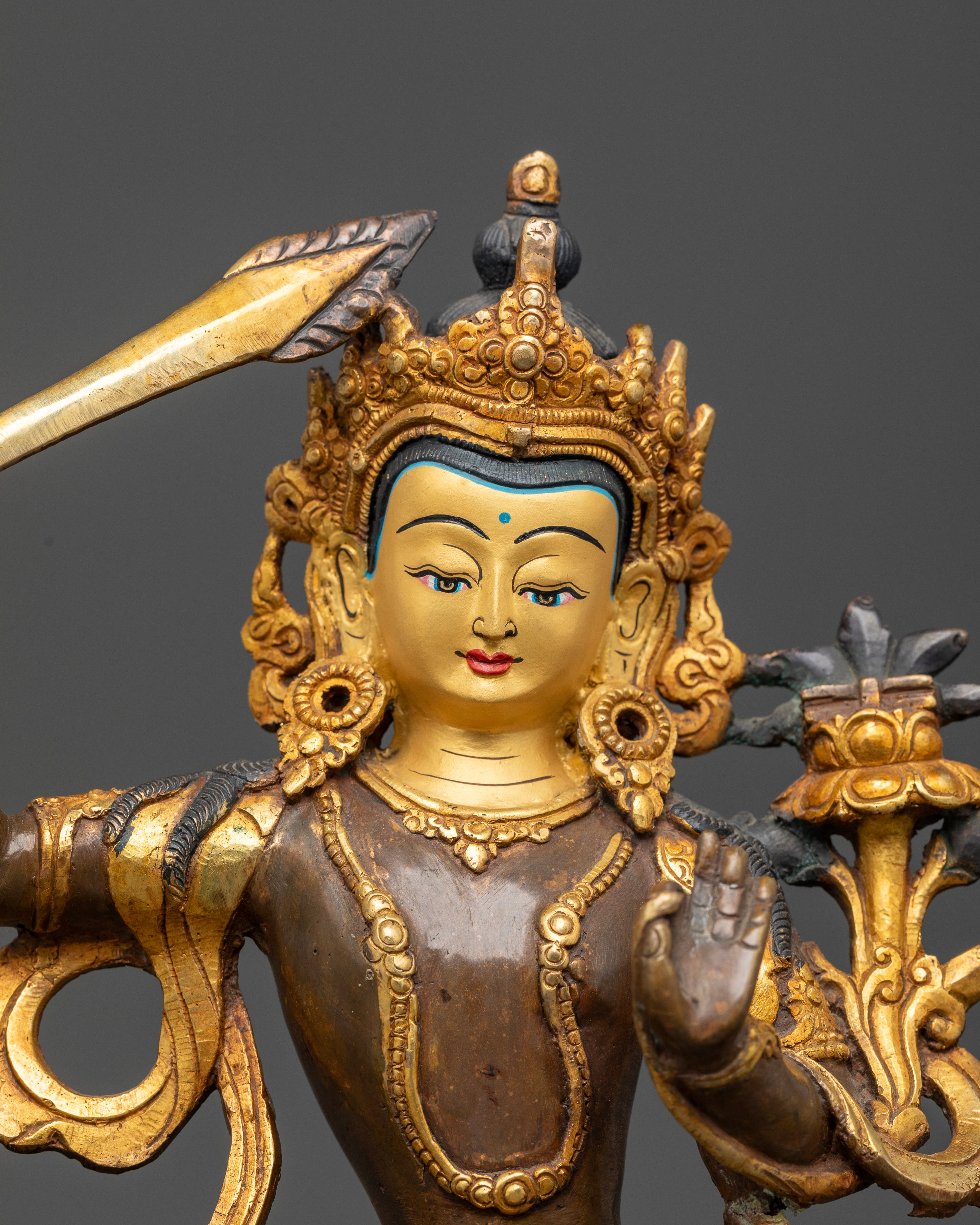 Manjushri in Regal Oxidized and Gold Splendor