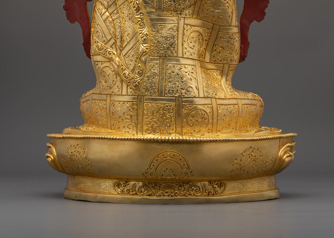 Maitreya Buddha Statue | Handcrafted Copper with Gold Overlay