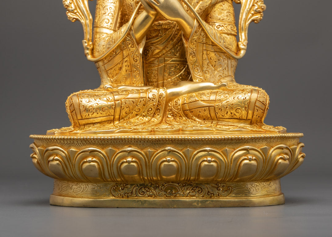 Maitreya Buddha Statue | Handcrafted Copper with Gold Overlay