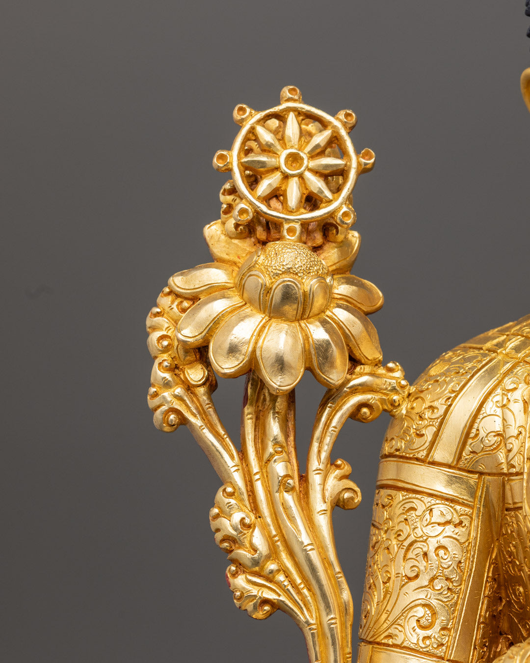 Maitreya Buddha Statue | Handcrafted Copper with Gold Overlay