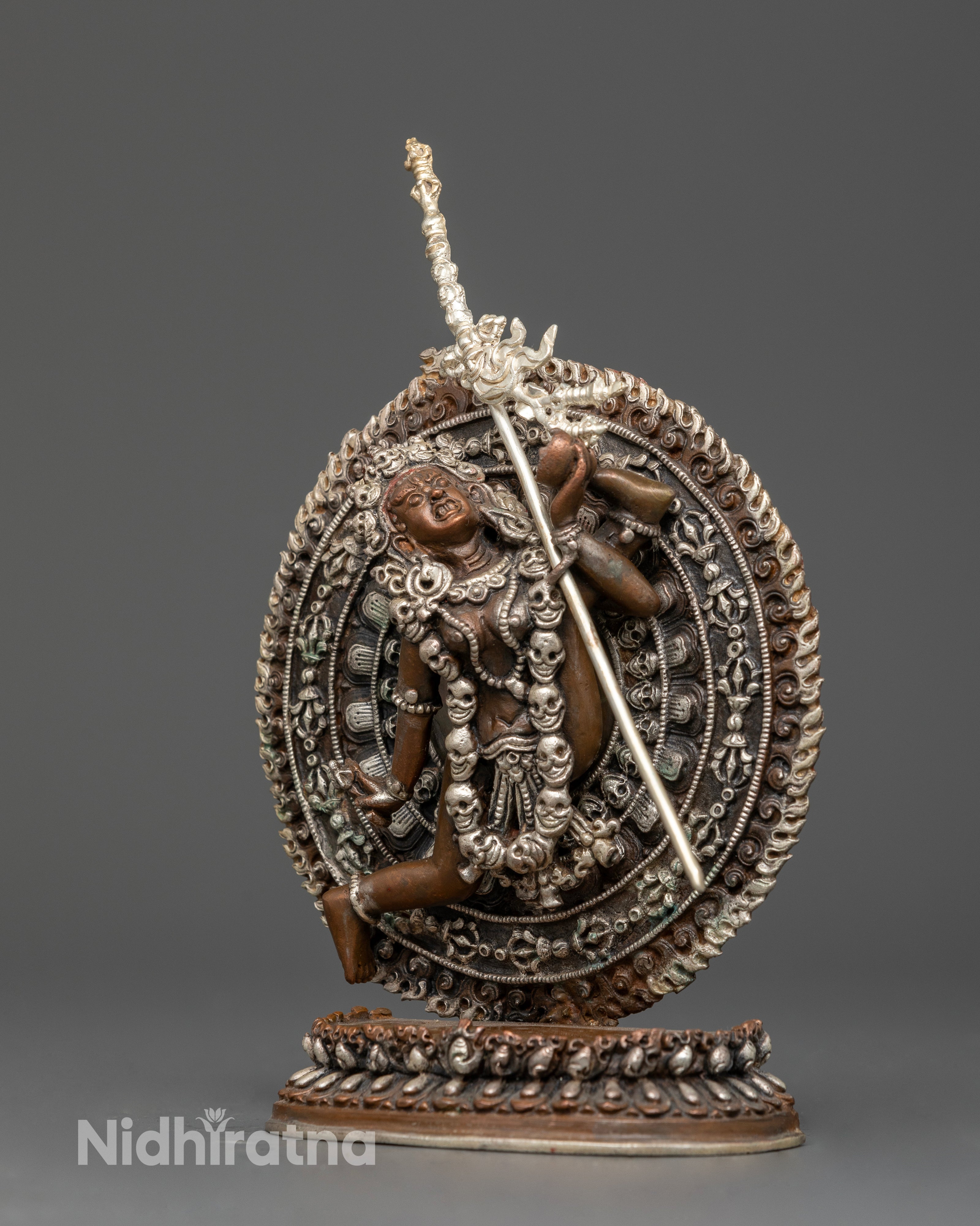 The Fierce Vajrayogini Altar in Oxidized Silver