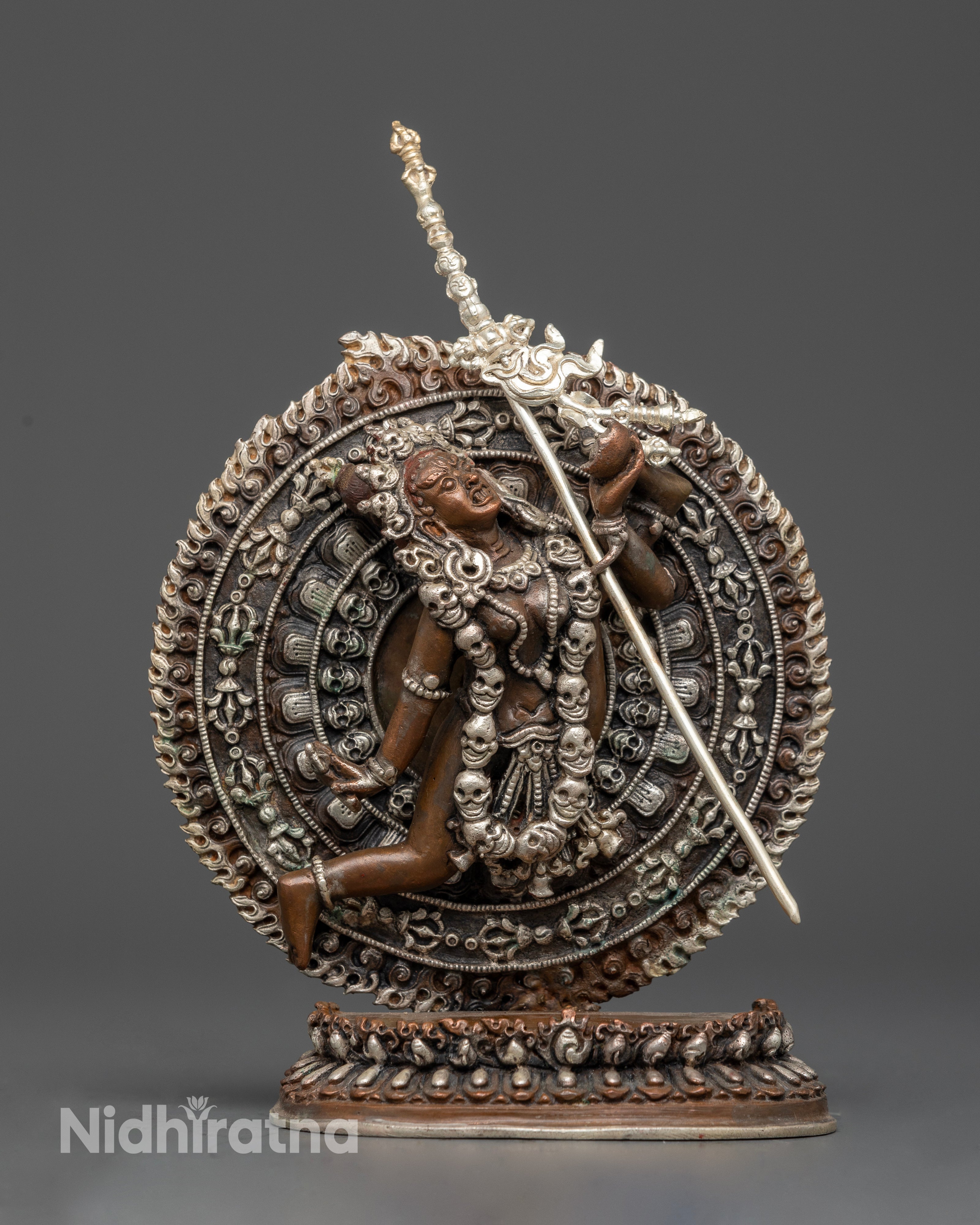 The Fierce Vajrayogini Altar in Oxidized Silver