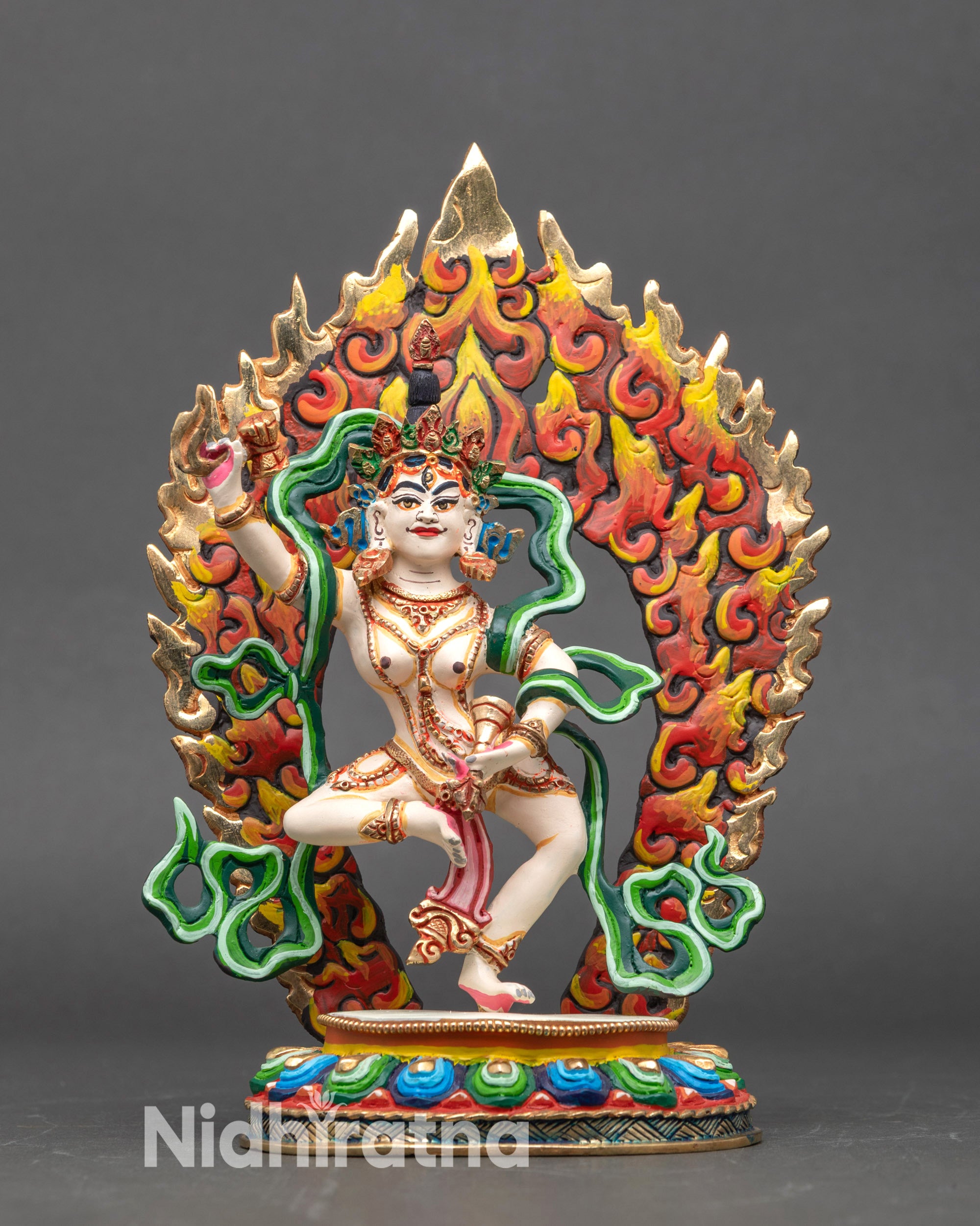 Machig Labdron Dakini statue gold gilded copper lost wax Nepal
