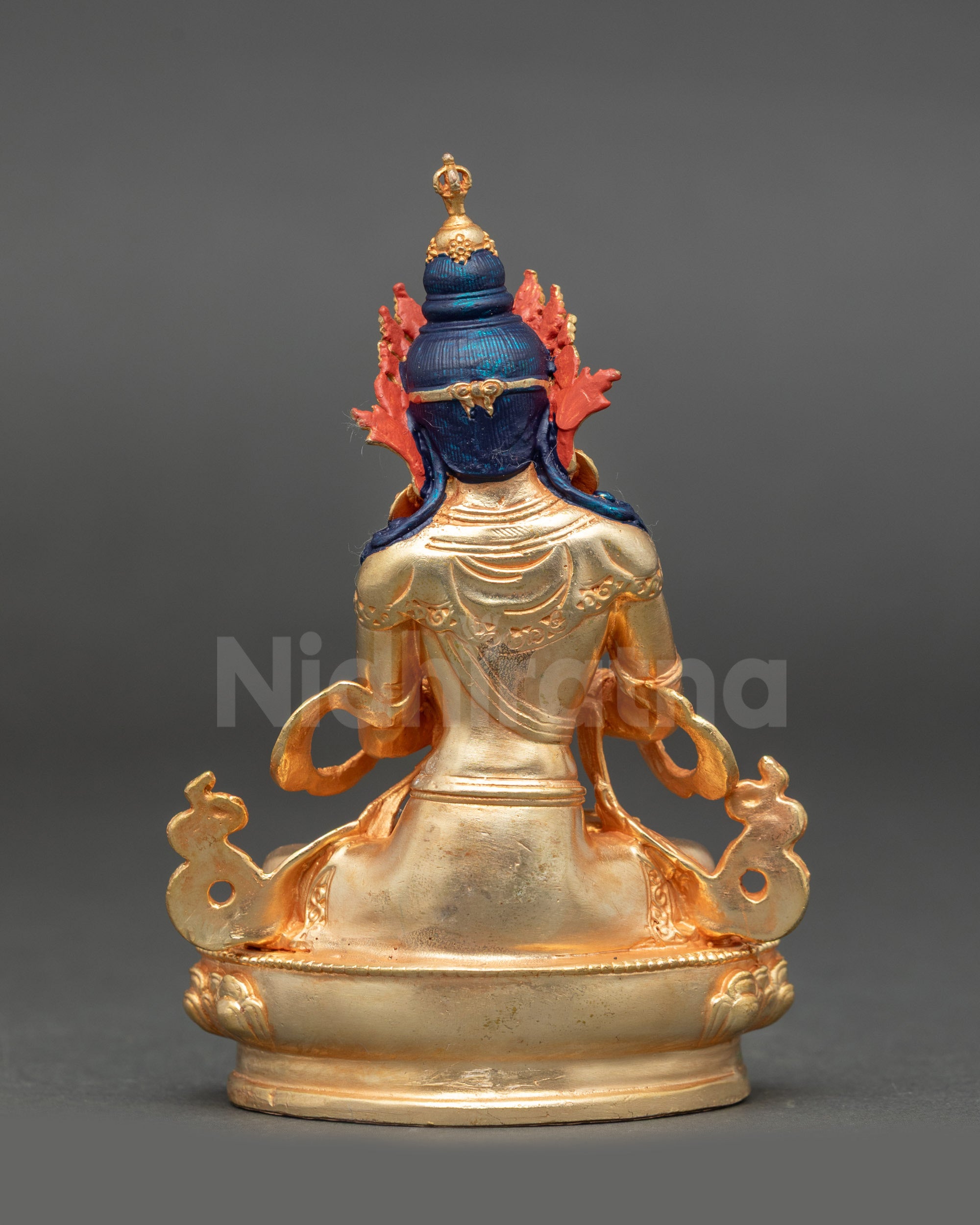 Machine made Vajradhara Buddha sculpture with gold fire gilding and lotus seat