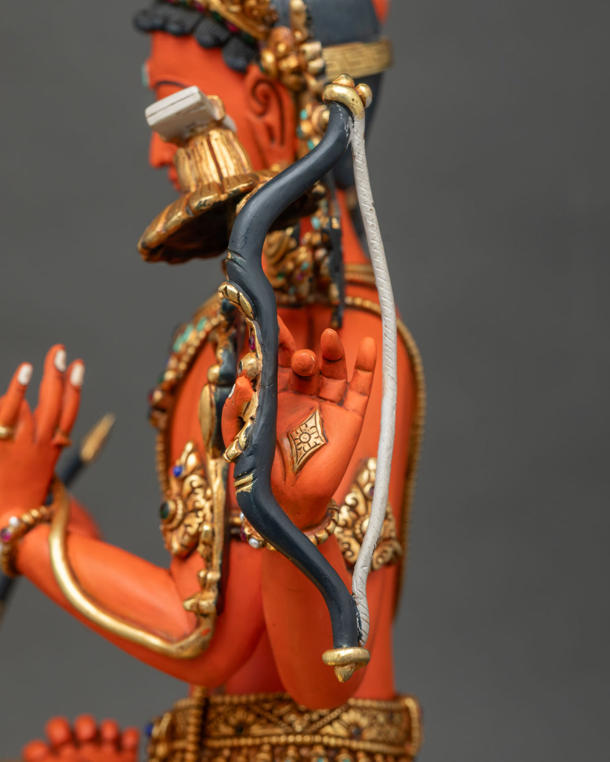 Colorful Maha Manjushri Statue – Four-armed Bodhisattva of Wisdom