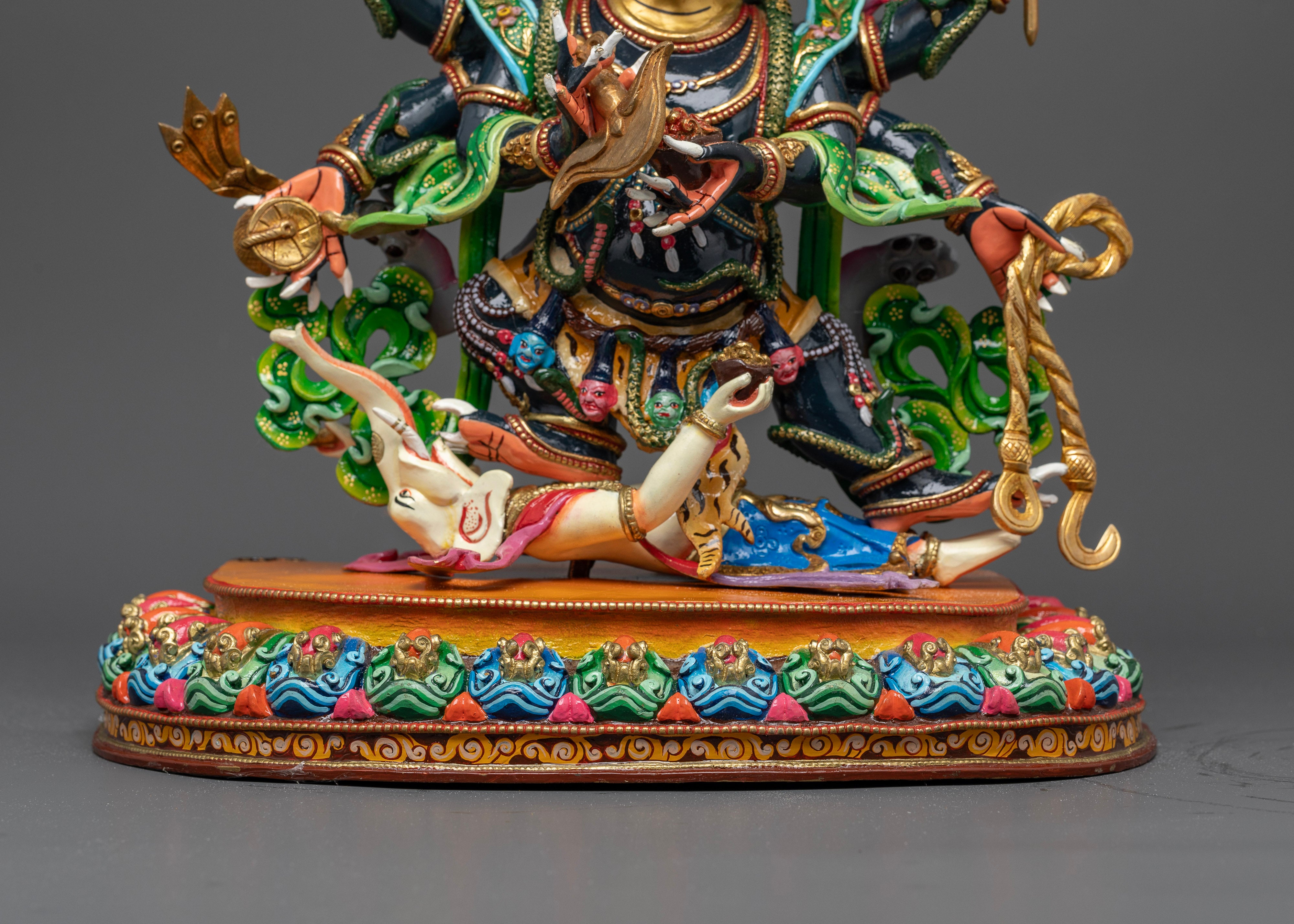 Handcrafted Powerful Six-Armed Mahakala Statue