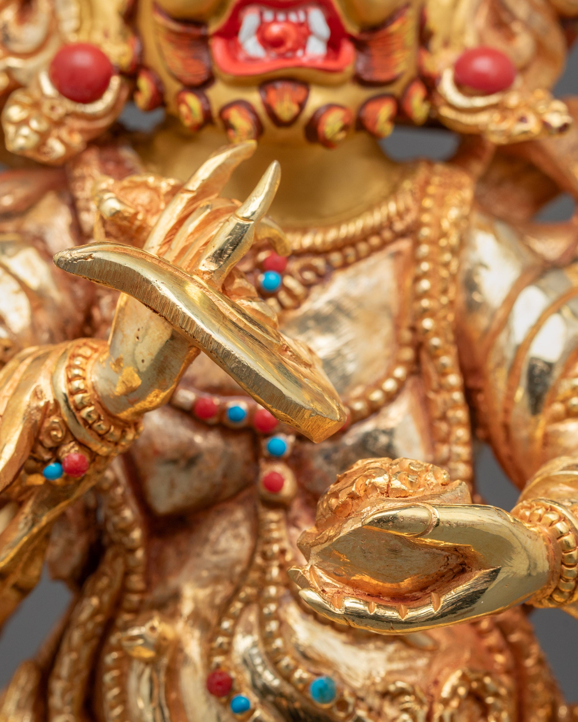 Six Armed Mahakala Statue | Handmade Buddhist Tibetan Protector