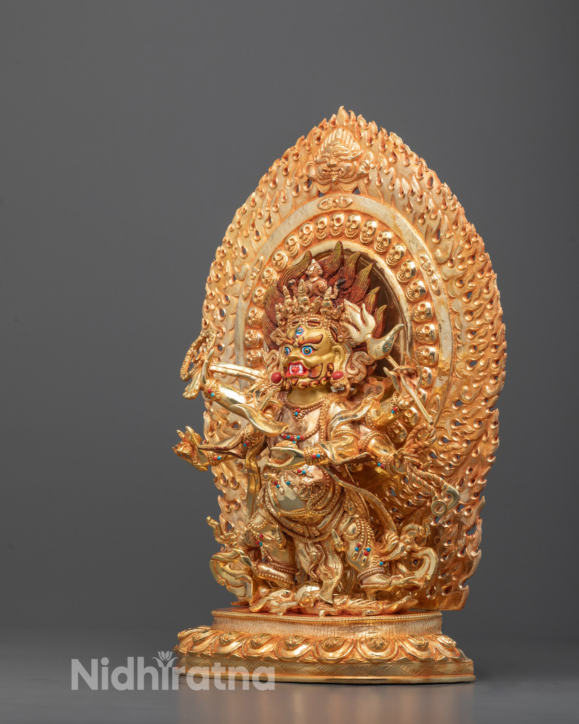 Six Armed Mahakala Statue | Handmade Buddhist Tibetan Protector