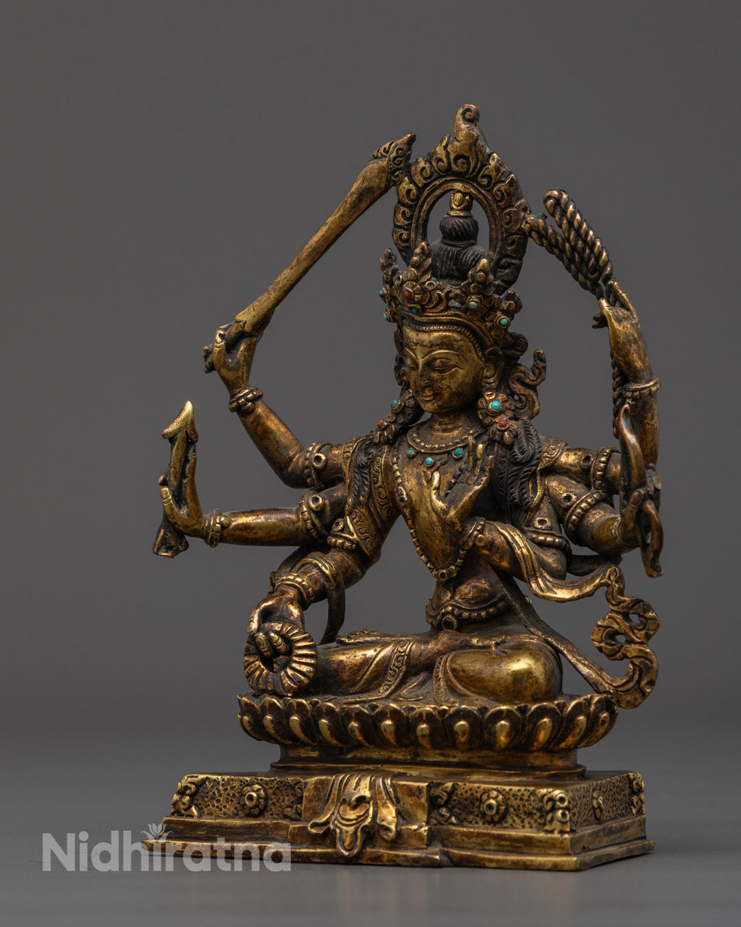 Antique Mahamanjushri Statue | Unique Handcrafted Buddhist Statue